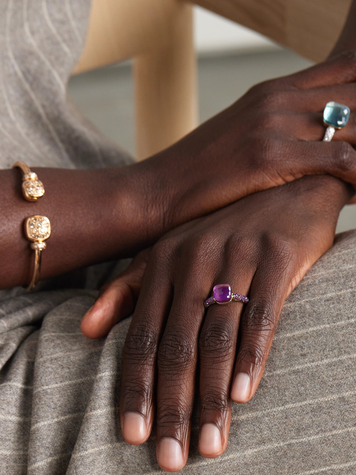 Pomellato Nudo Classic Rhodium-plated 18-karat Rose And White Gold Multi-stone Ring In Gold