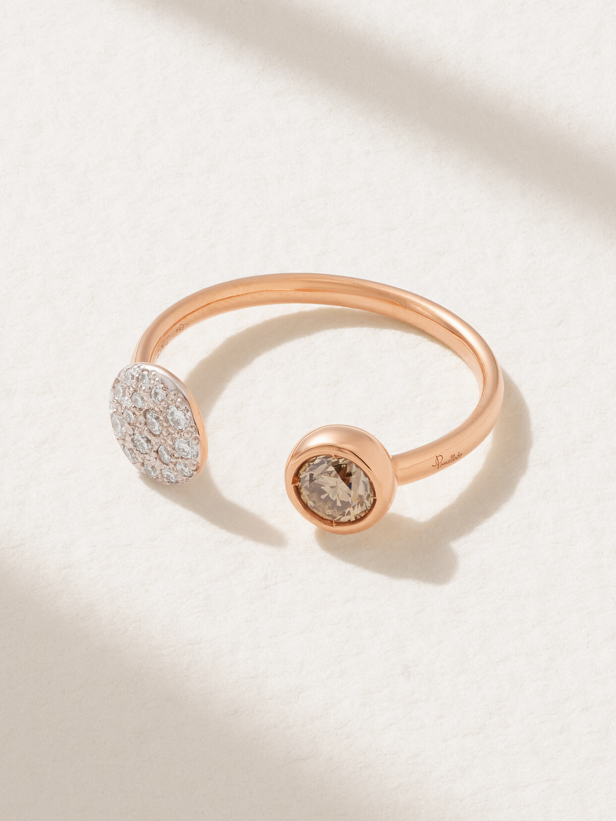 Pomellato Sabbia Rhodium-plated 18-karat Rose Gold Diamond Ring