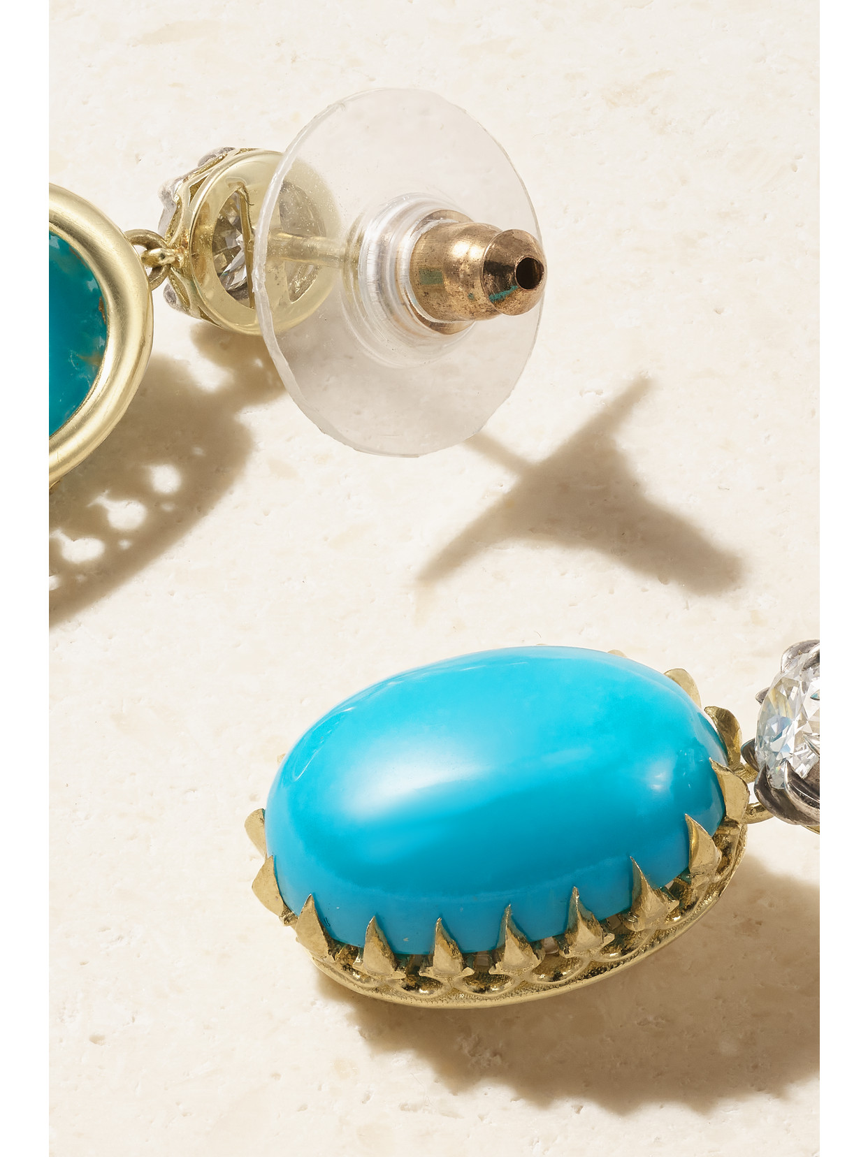 Jenna Blake 18-karat Gold, Turquoise, Diamond And Lacquer Earrings In Gold
