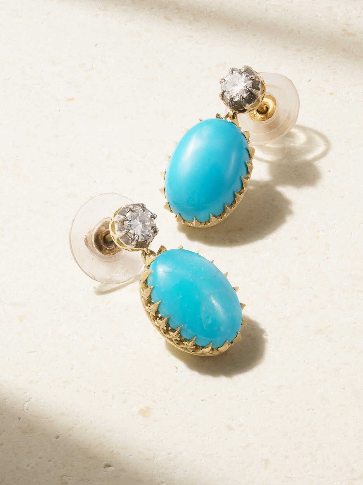 Jenna Blake 18-karat Gold, Turquoise, Diamond And Lacquer Earrings In Blue