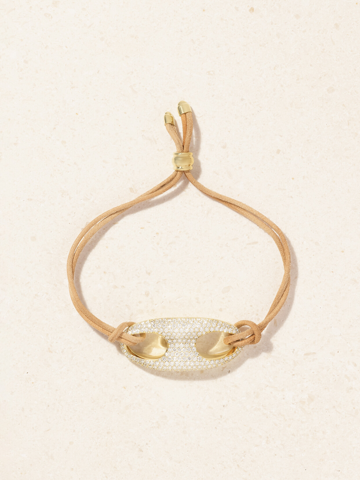 Jenna Blake 18-karat Gold, Nubuck And Diamond Bracelet