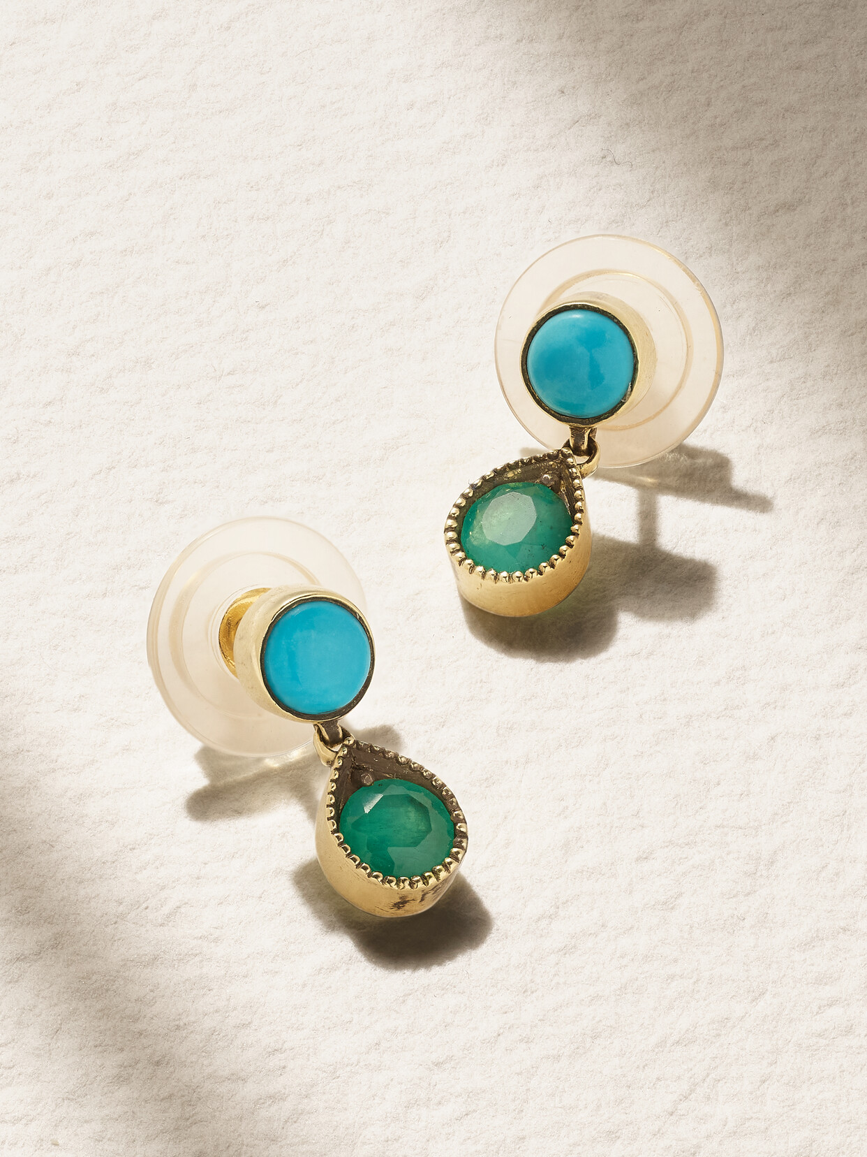 Jenna Blake 18-karat Gold, Turquoise And Emerald Earrings