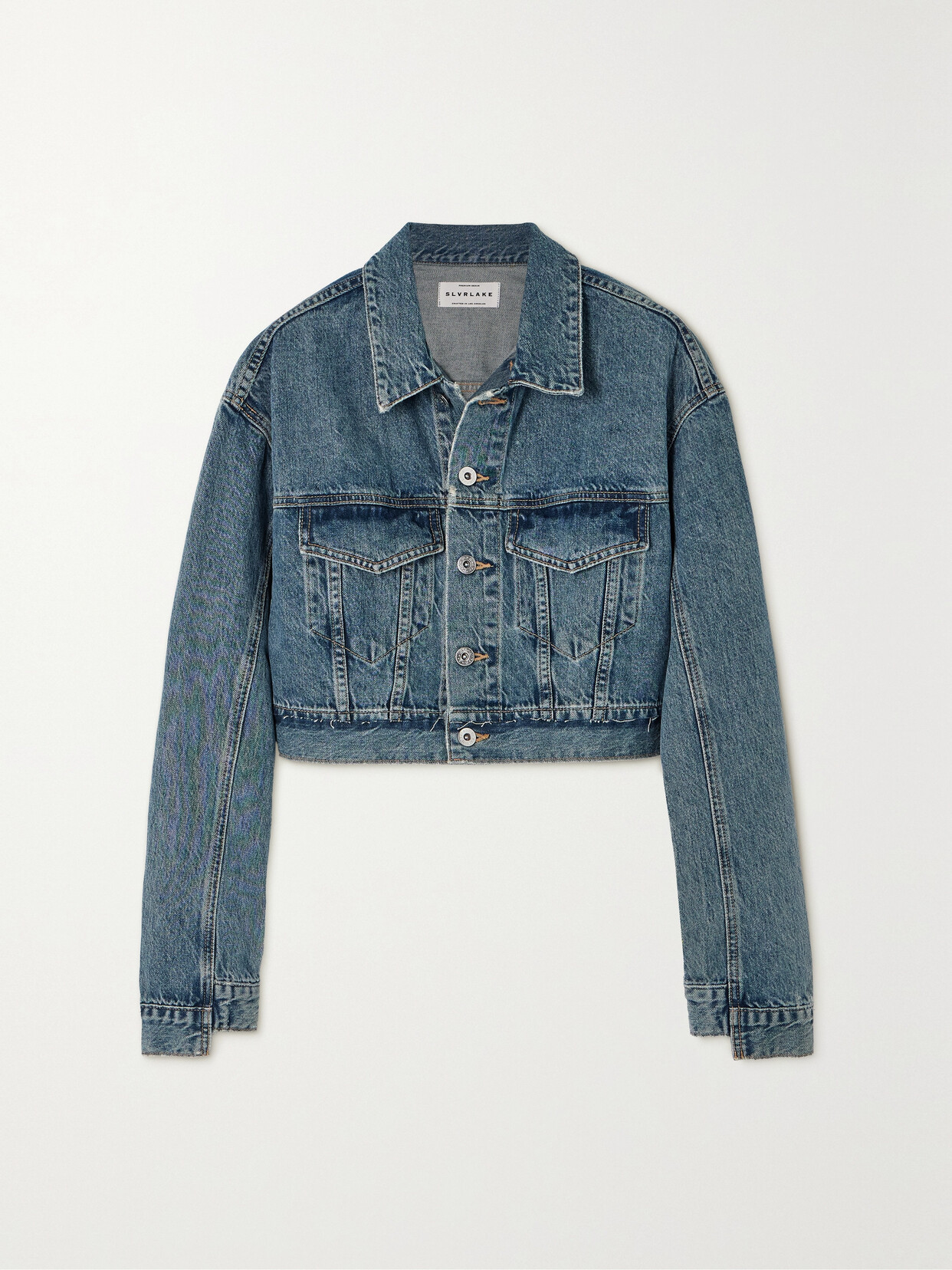 SLVRLAKE + Net Sustain Ultra Crop Trucker Denim Jacket