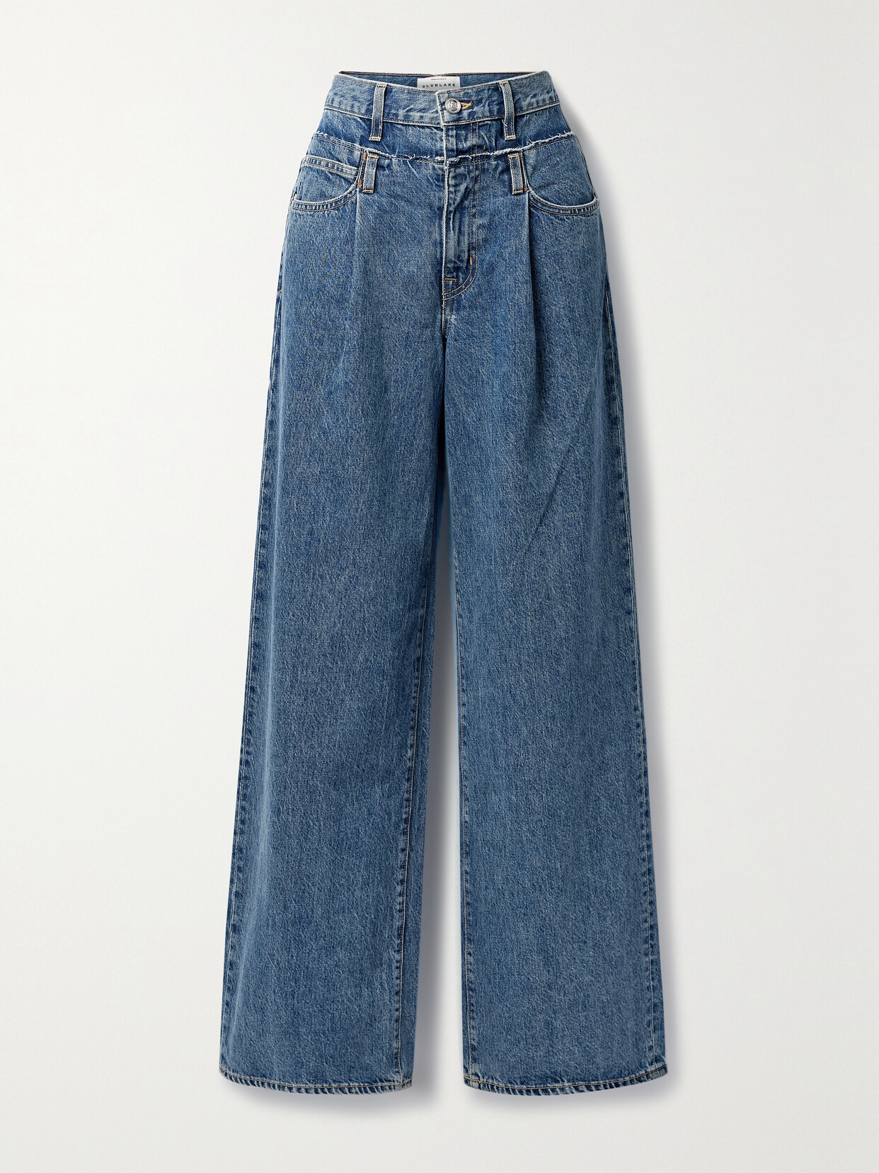 SLVRLAKE + NET SUSTAIN EVA X TAYLOR PLEATED HIGH-RISE WIDE-LEG ORGANIC JEANS