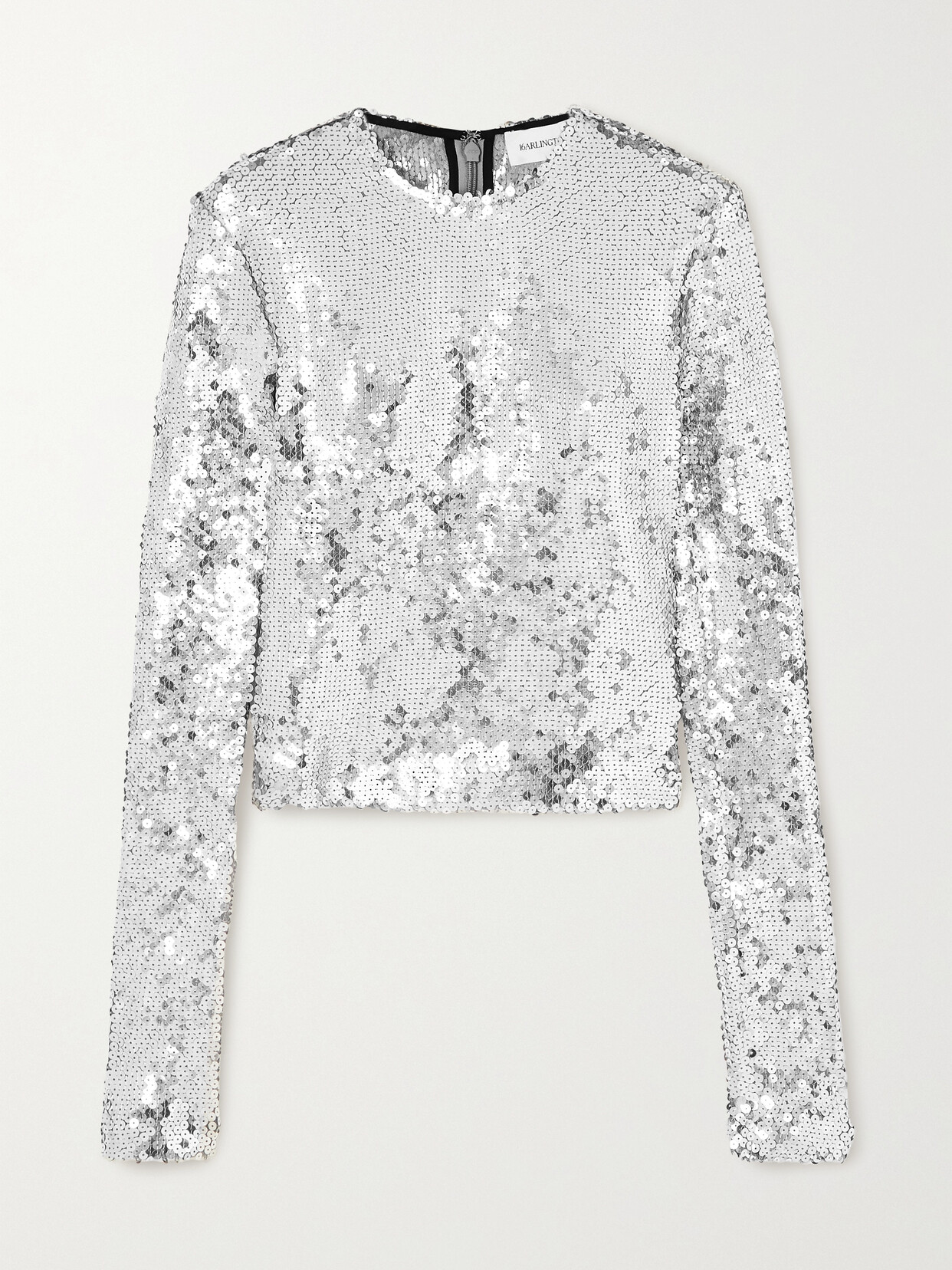 16arlington Tanith Sequined Stretch-tulle Top In Silver