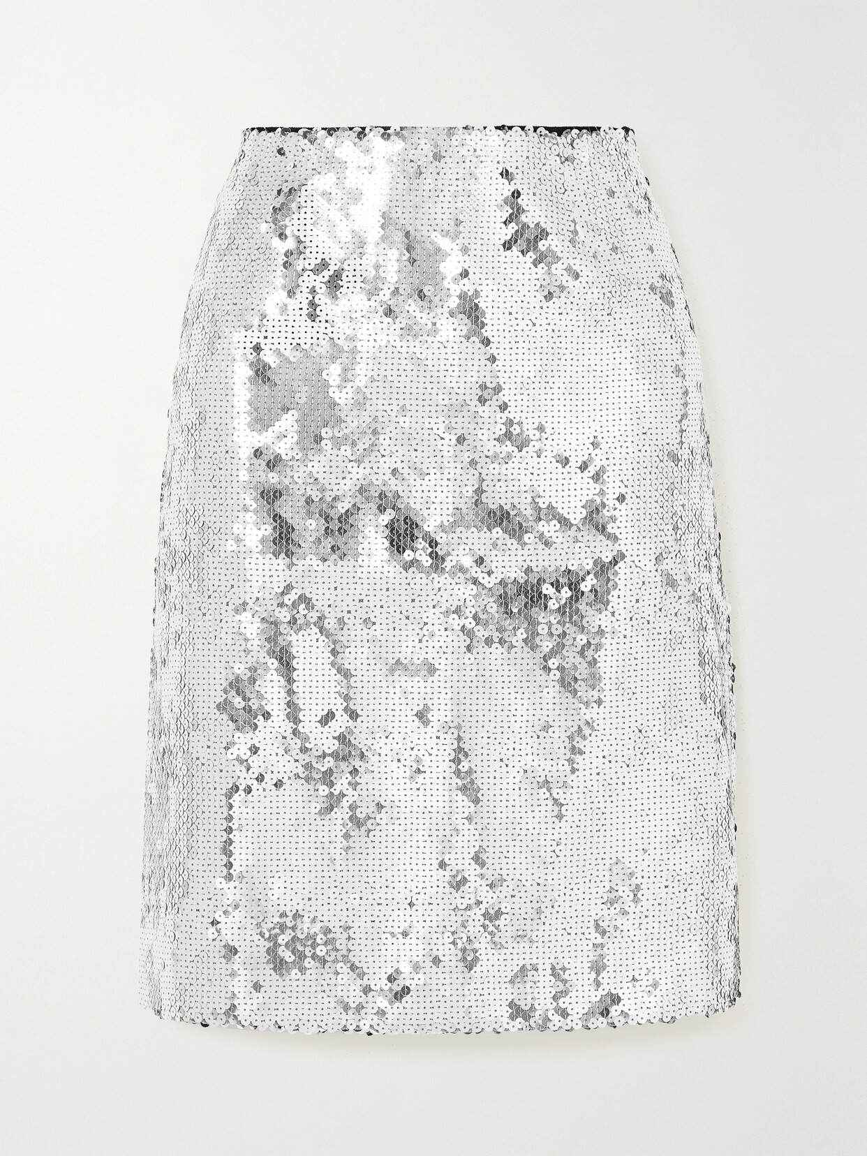 16arlington Wile Sequined Stretch-tulle Midi Skirt In Silver