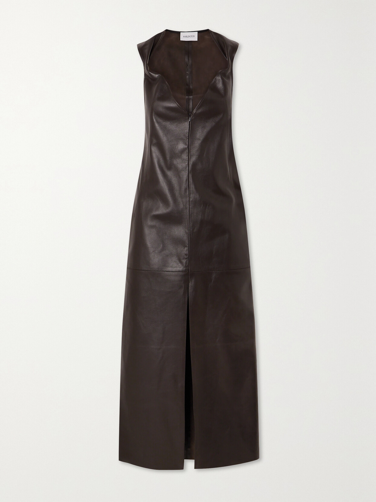 16ARLINGTON - Bram Paneled Leather Midi Dress - Brown