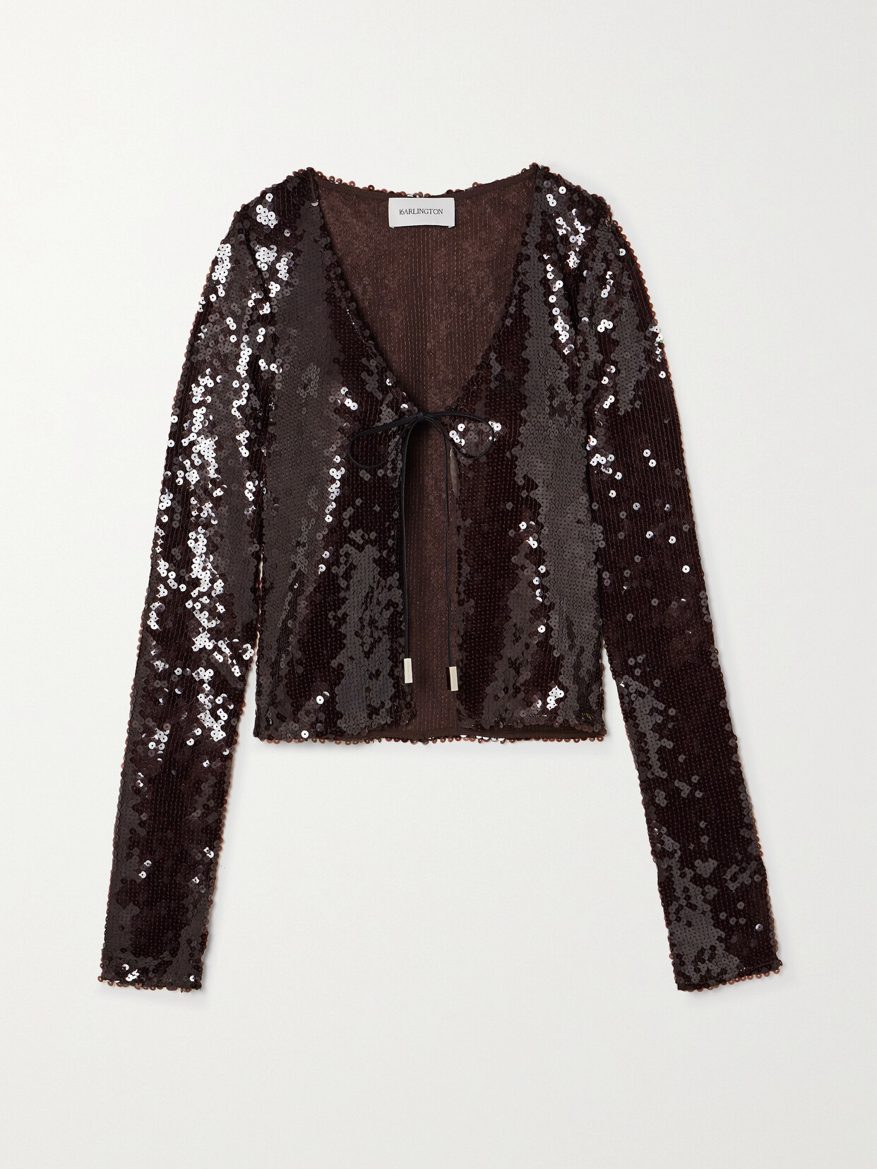 16ARLINGTON SOLARIA SEQUINED STRETCH-TULLE CARDIGAN