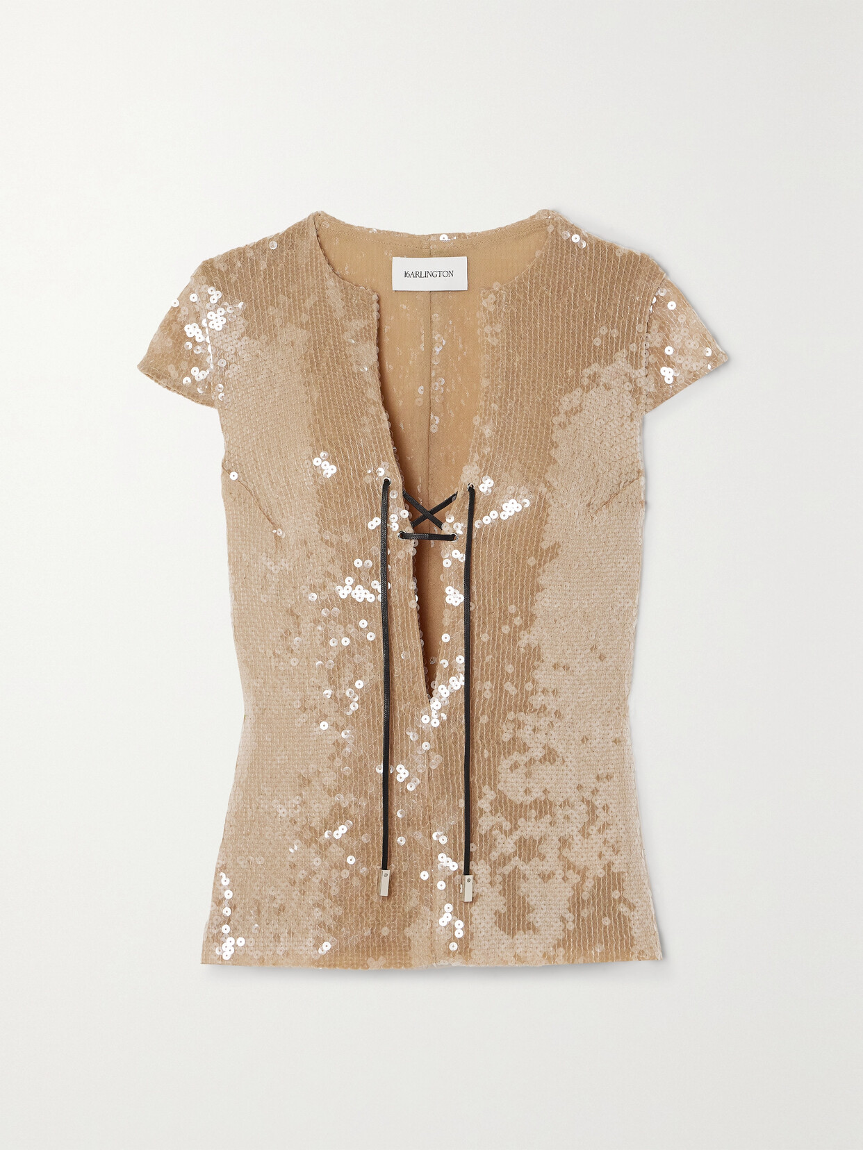 16ARLINGTON SEER SEQUINED STRETCH-TULLE TOP