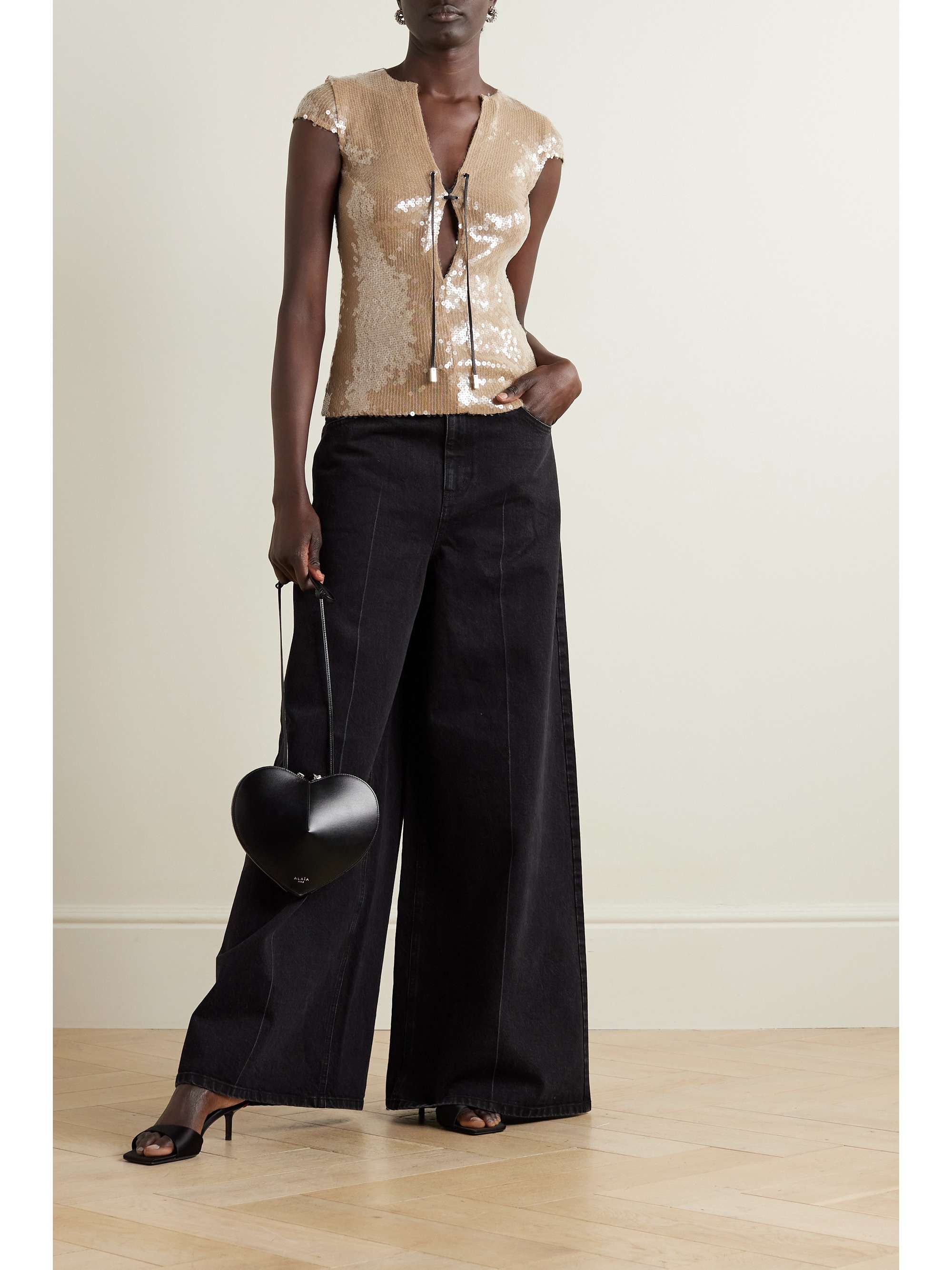 Seer sequined stretch-tulle top