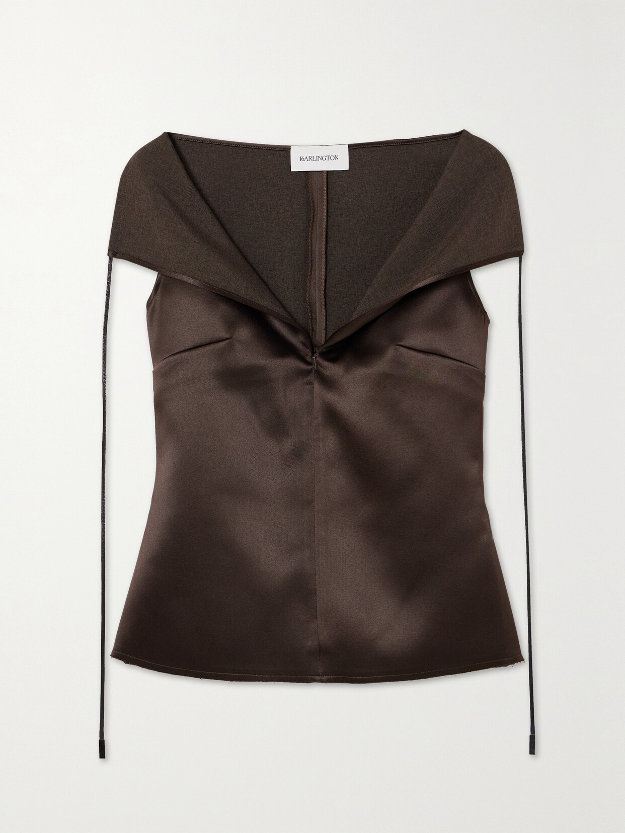 16ARLINGTON - Prue Draped Satin Top - Brown