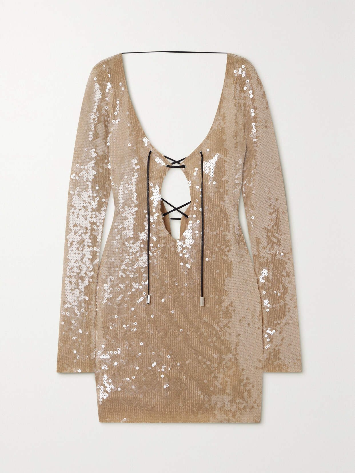 16ARLINGTON - Solarium Open-back Sequined Stretch-tulle Mini Dress - Neutrals