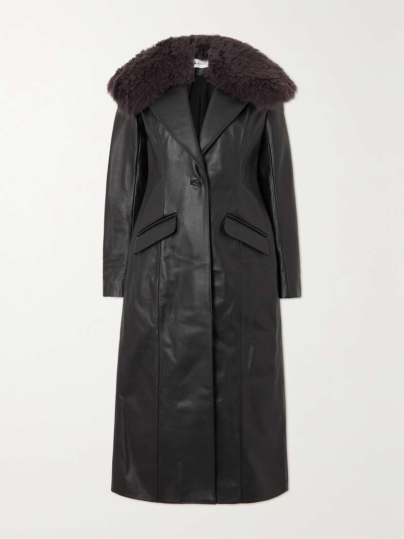 16Arlington Dvina Shearling-trimmed Leather Coat - UK 14