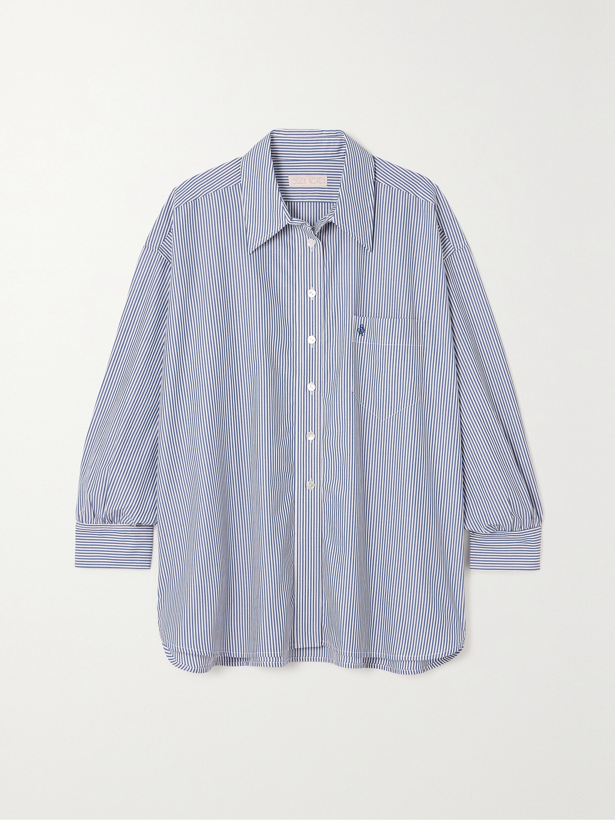 Suzie Kondi - Kappa Striped Cotton-poplin Shirt - Blue