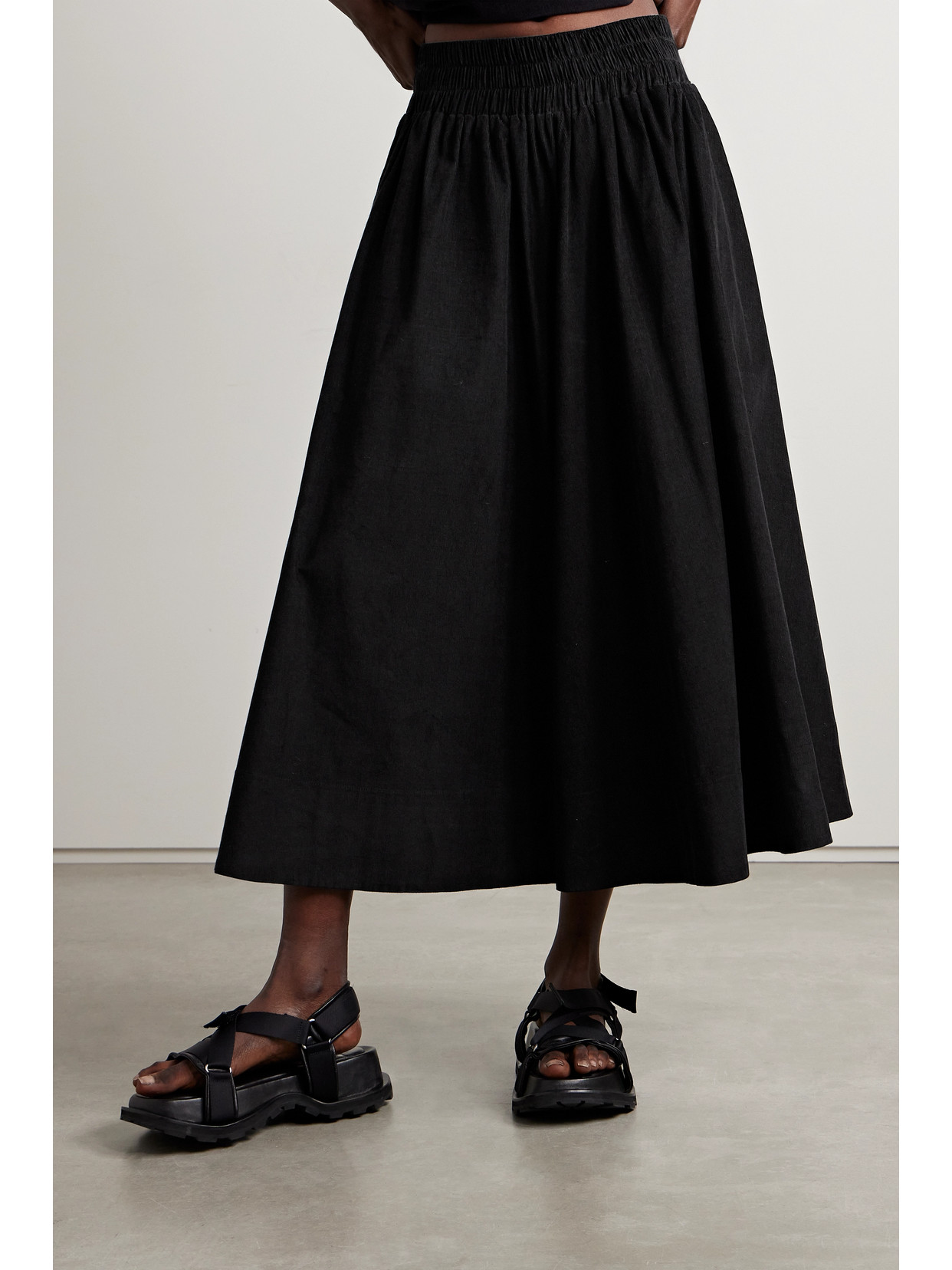 The Kyria Pleated Cotton-Corduroy Midi