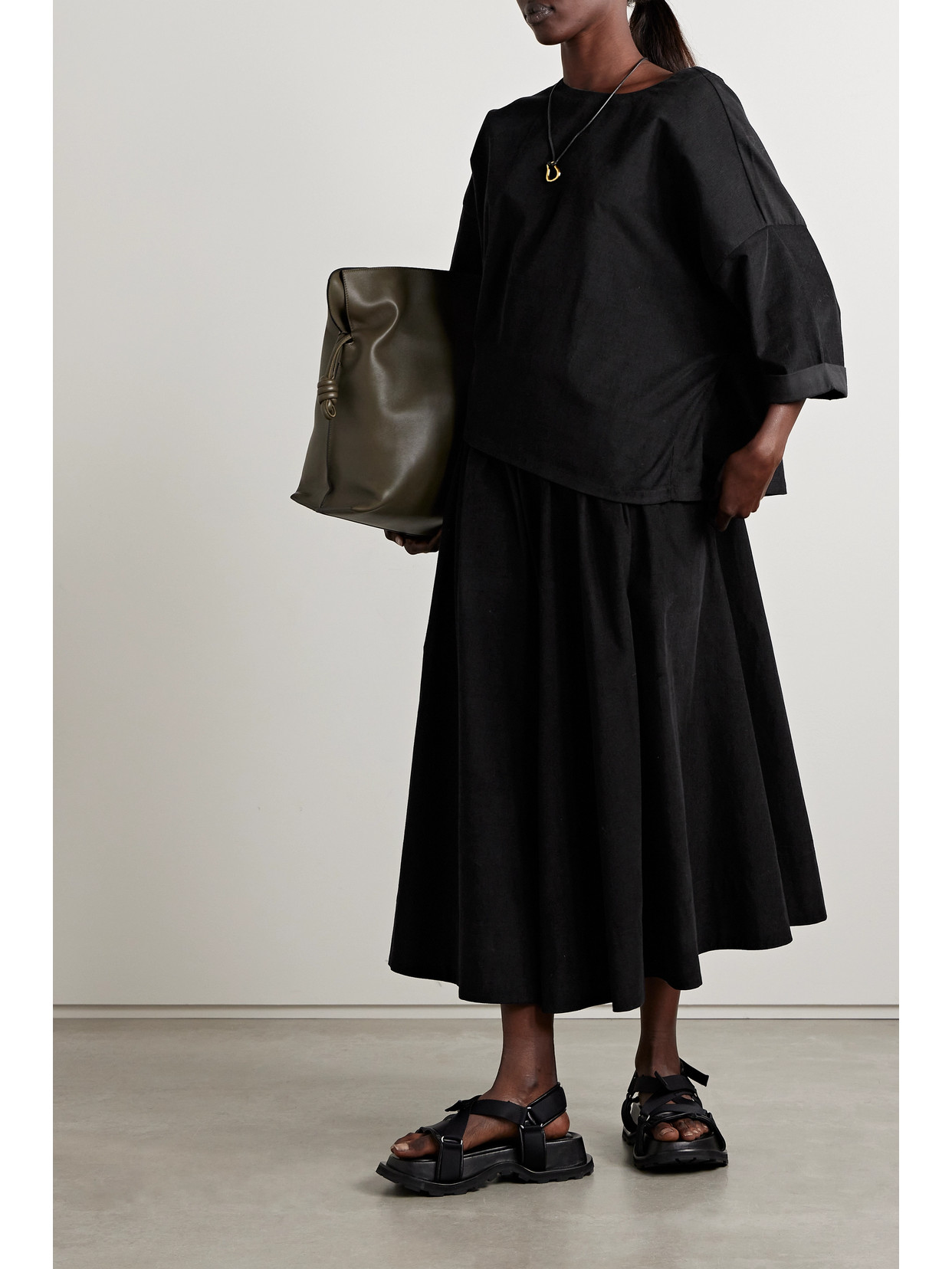 The Kyria Pleated Cotton-Corduroy Midi