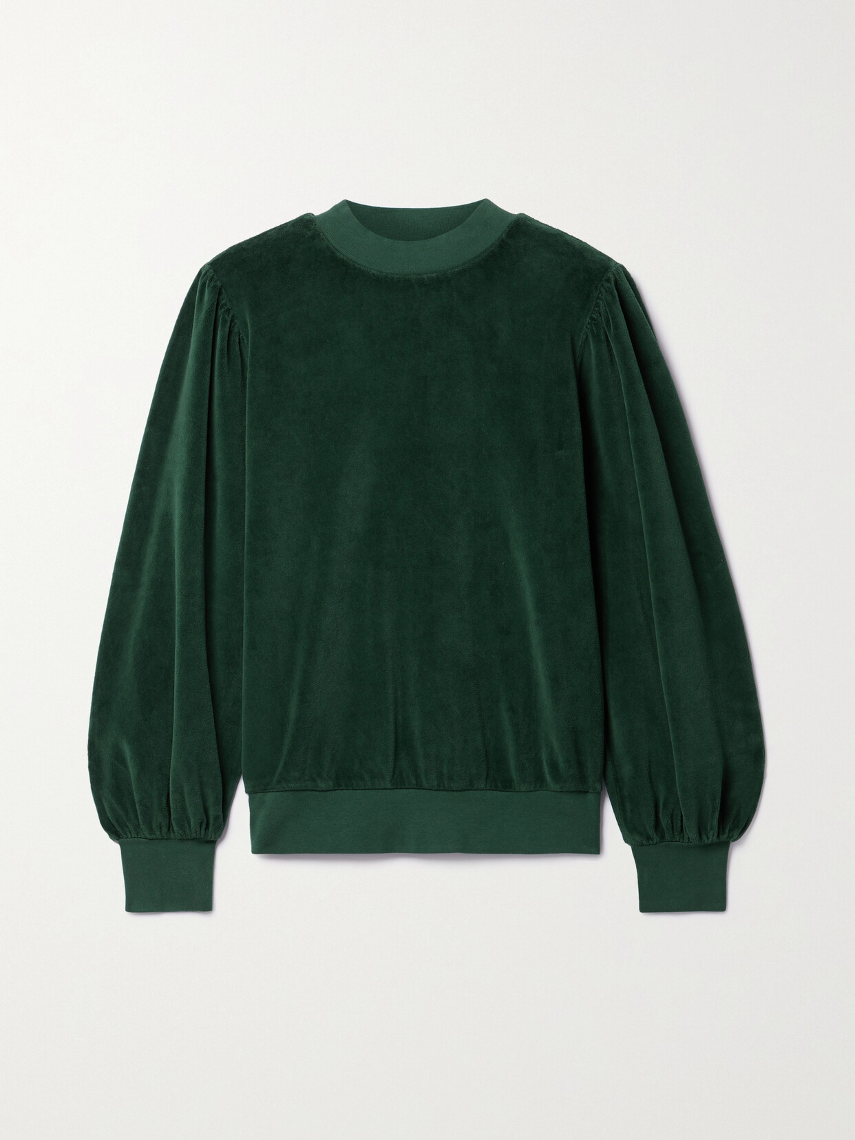 Shop Suzie Kondi Perissa Cotton-blend Velour Sweatshirt In Green