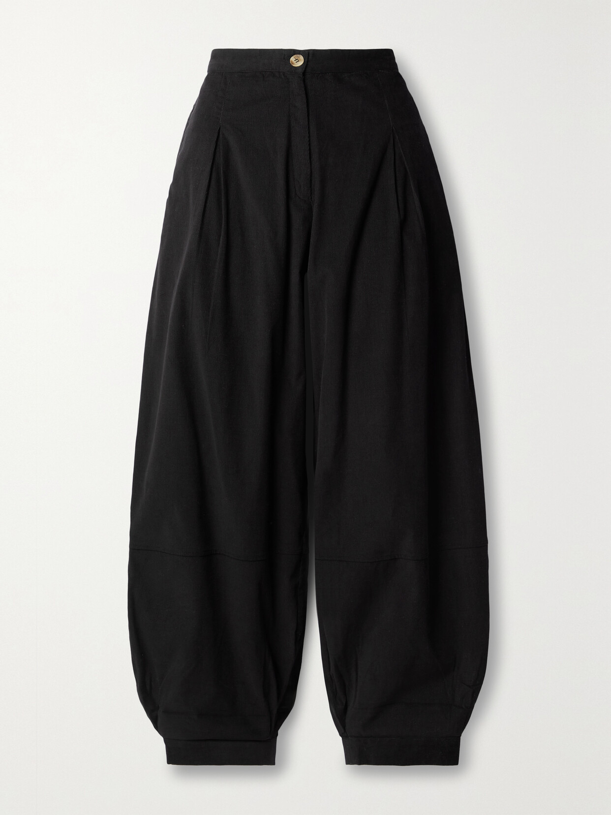 Suzie Kondi - Touman Pleated Cotton-corduroy Tapered Pants - Black