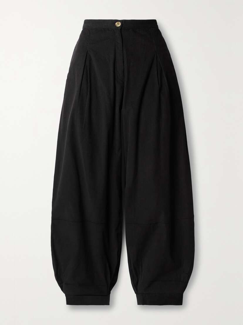 Suzie Kondi Touman Pleated Cotton-corduroy Tapered Pants - x large