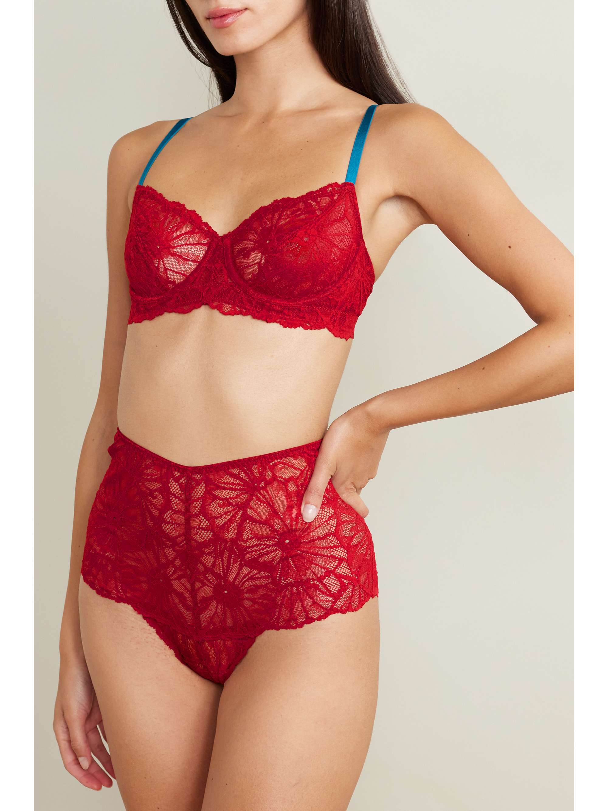 AGENT PROVOCATEUR Molly lace-trimmed stretch-silk satin underwired bra