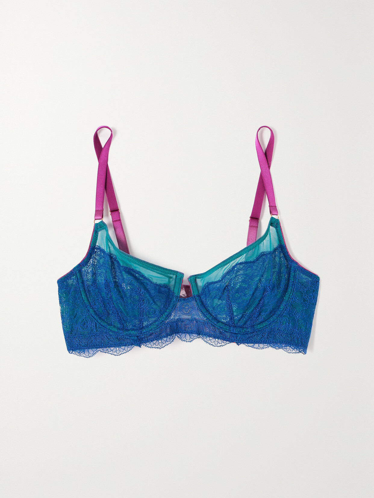 Dora Larsen - Rae Stretch Recycled-lace And Tulle Underwired Bra - Blue