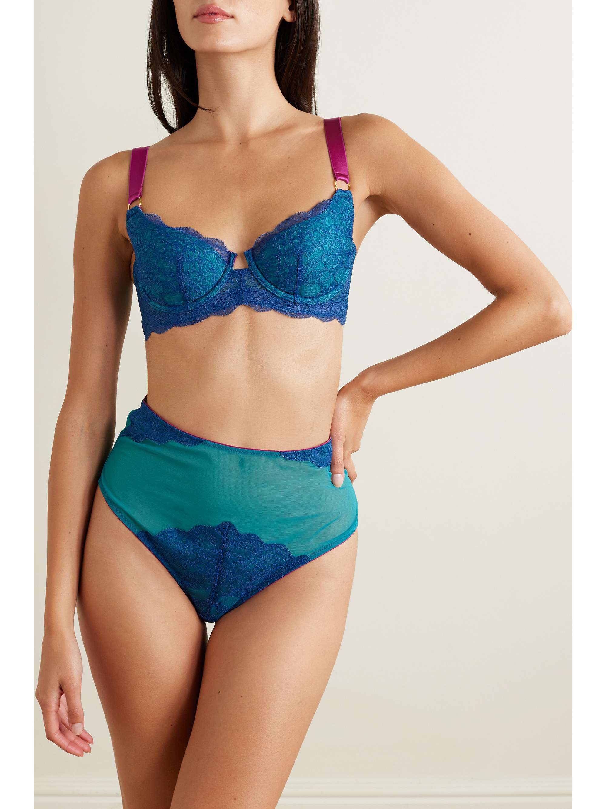 DORA LARSEN Rae satin-trimmed stretch recycled-lace underwired