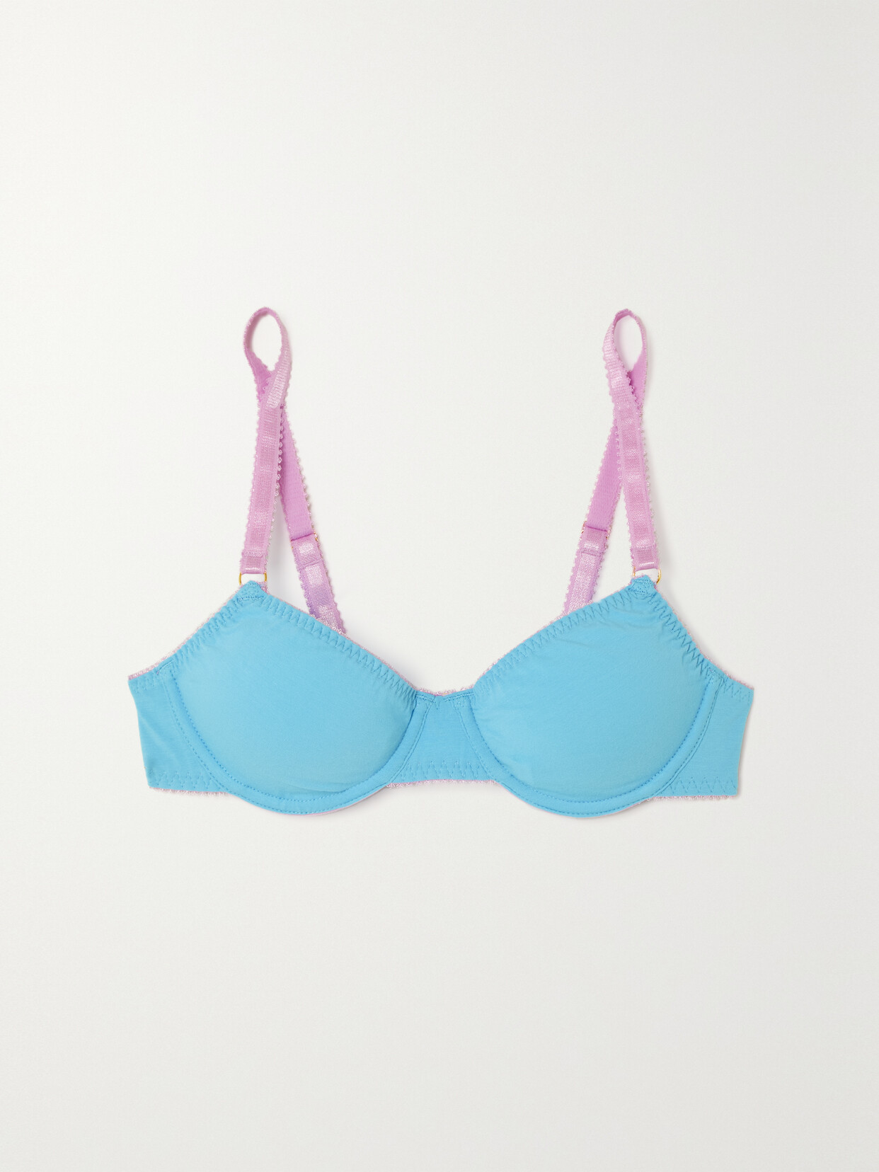 Dora Larsen - Peony Organic Cotton-blend Underwired Bra - Blue