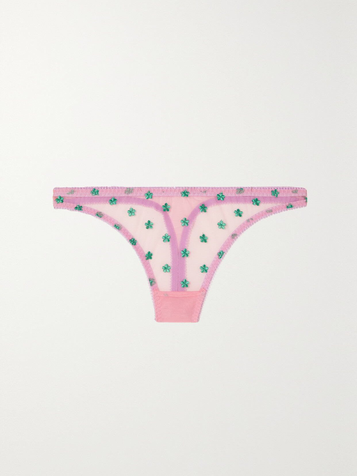 Dora Larsen Arella Floral-embroidered Thong In Pink