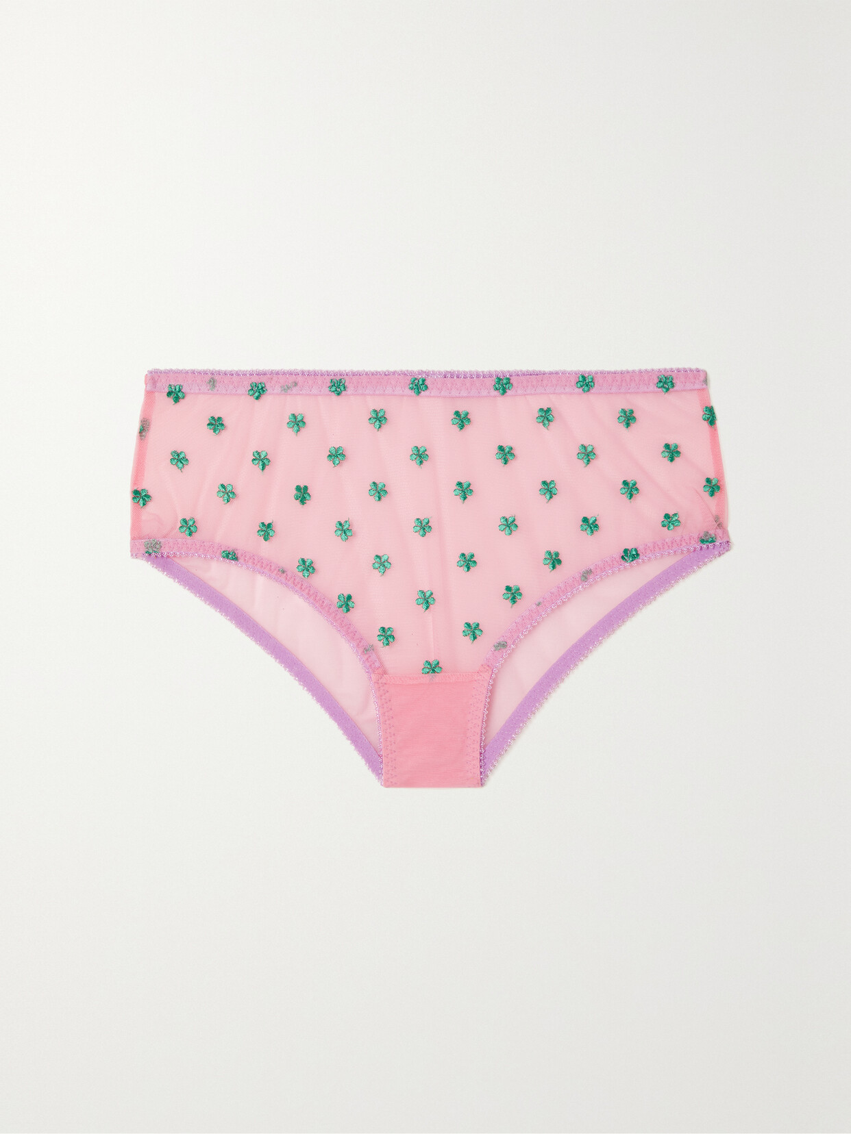 Dora Larsen - Arella Embroidered Recycled-tulle Briefs - Pink