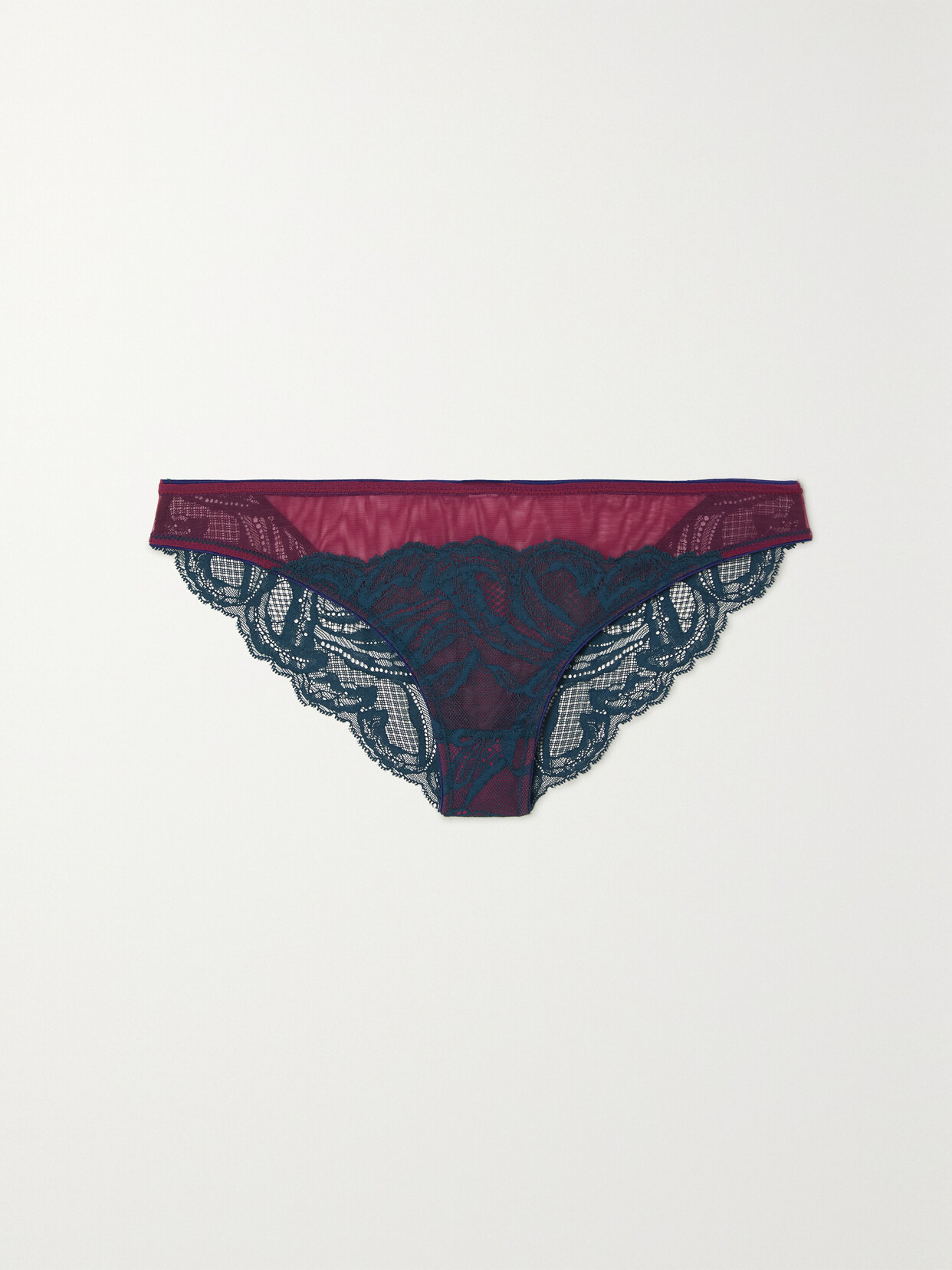 Dora Larsen Brea Recycled-lace And Tulle Briefs - Green