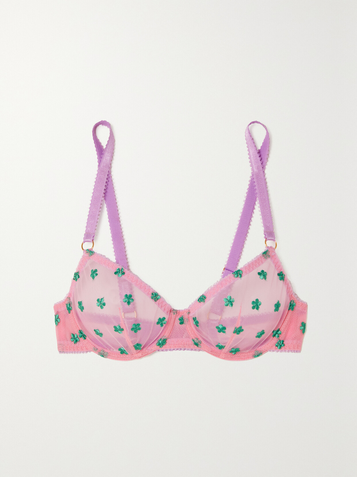 Dora Larsen - Arella Embroidered Recycled-tulle Underwired Bra - Pink