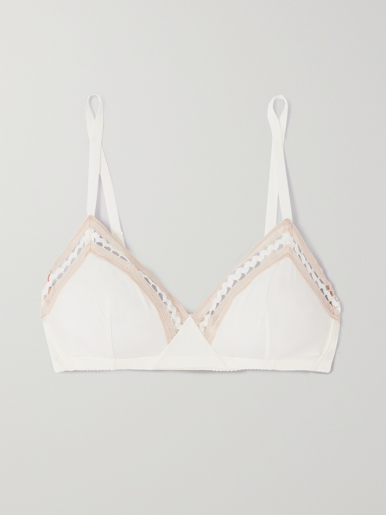 Eres Slalom Crochet-trimmed Stretch-jersey Soft-cup Triangle Bra - White