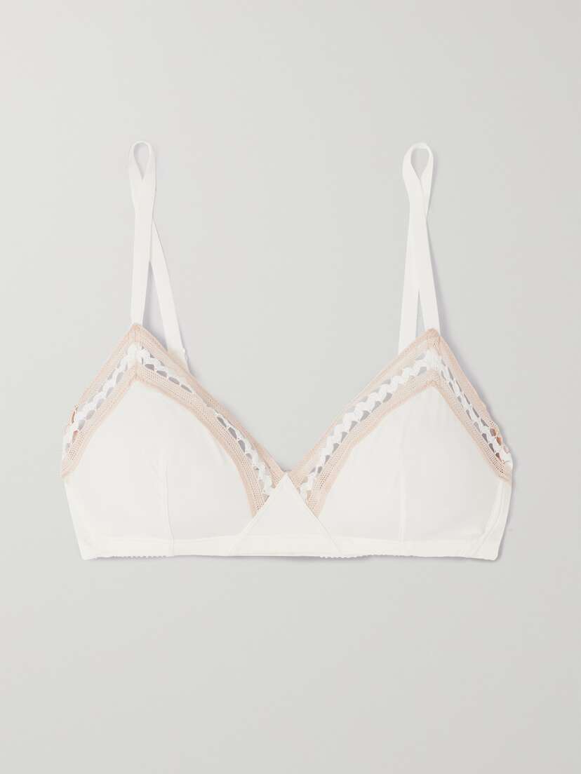 Eres Slalom Crochet-trimmed Stretch-jersey Soft-cup Triangle Bra