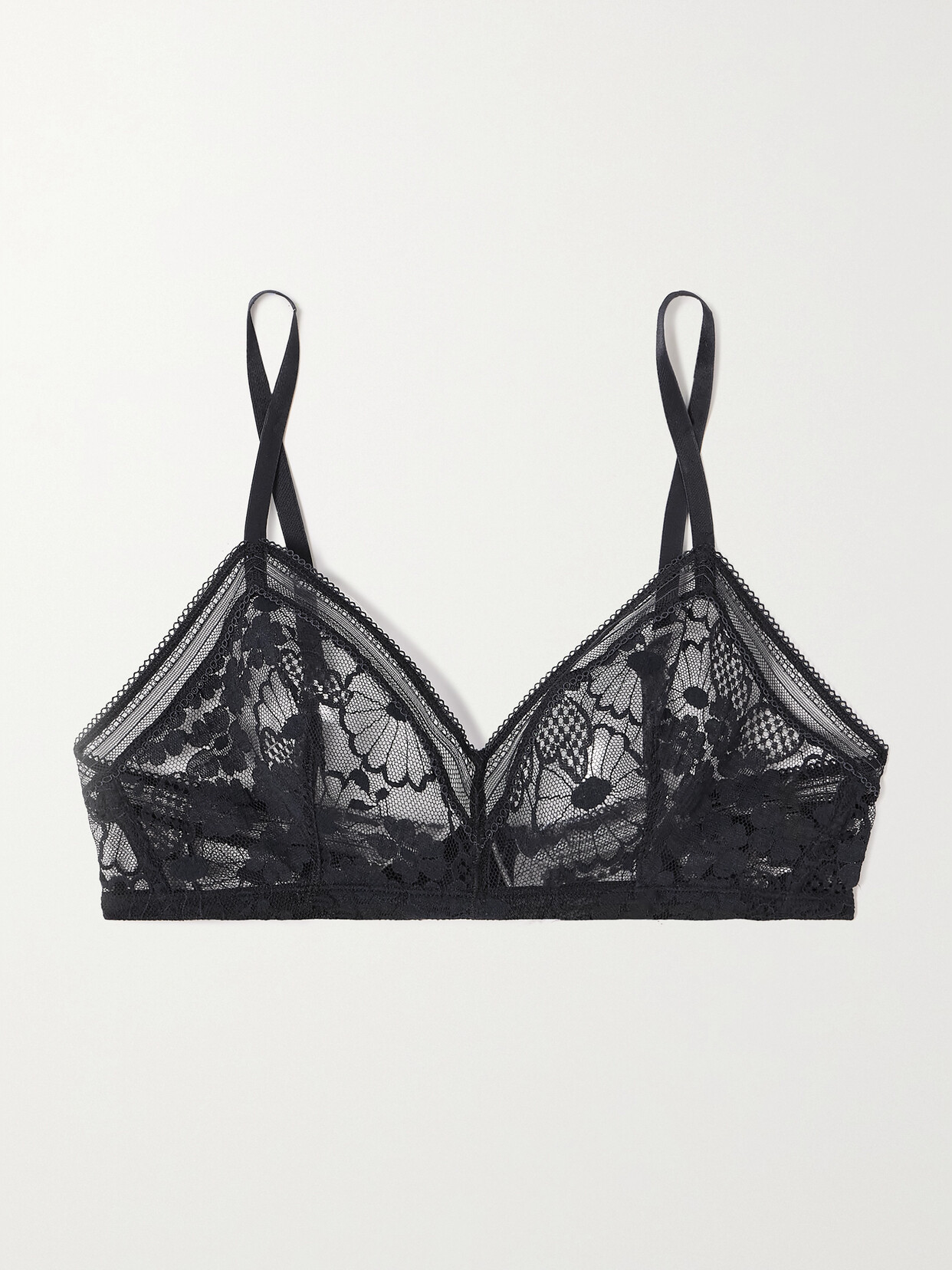 Eres - Pollen Royal Picot-trimmed Stretch-lace Soft-cup Bra - Black