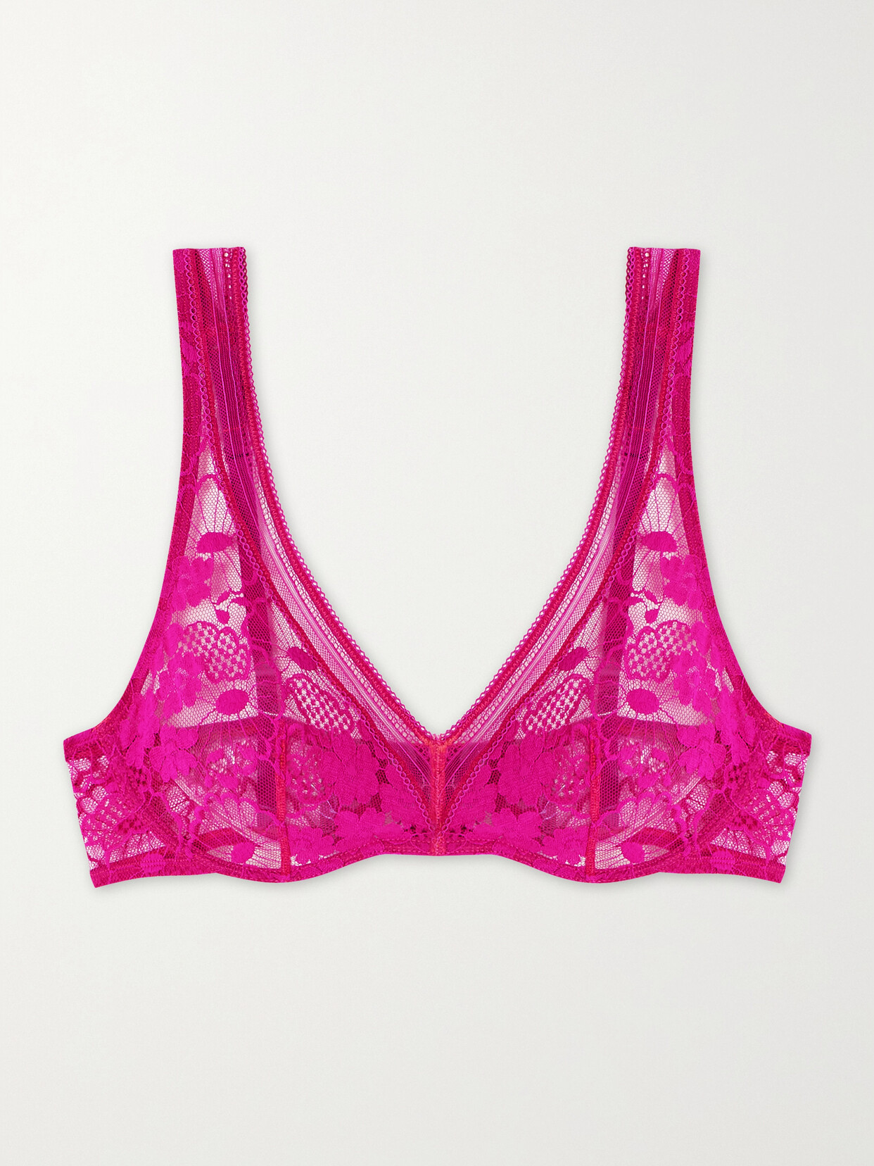 Eres Pollen Millefleurs Picot-trimmed Stretch-lace Underwired Bra In Pink