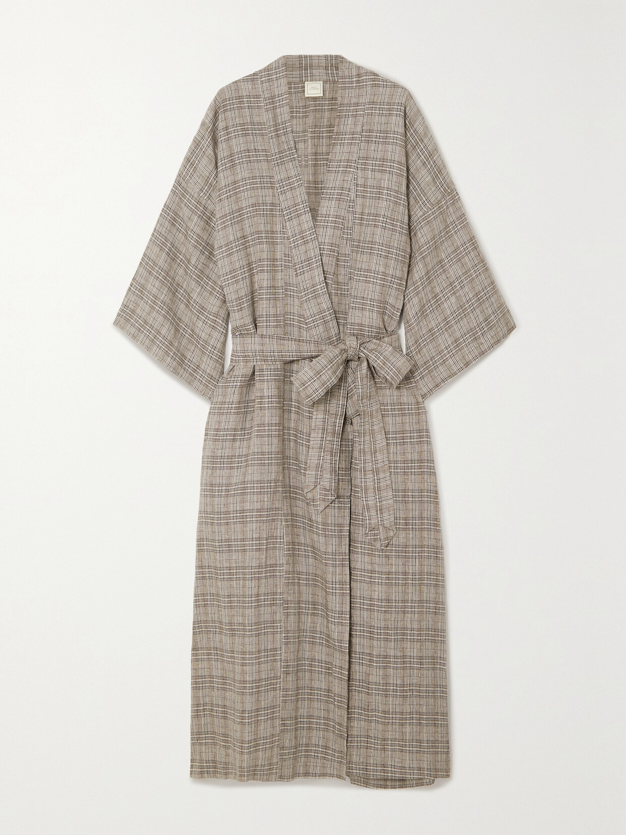 Deiji Studios - + Net Sustain 02 Checked Linen Robe - Gray