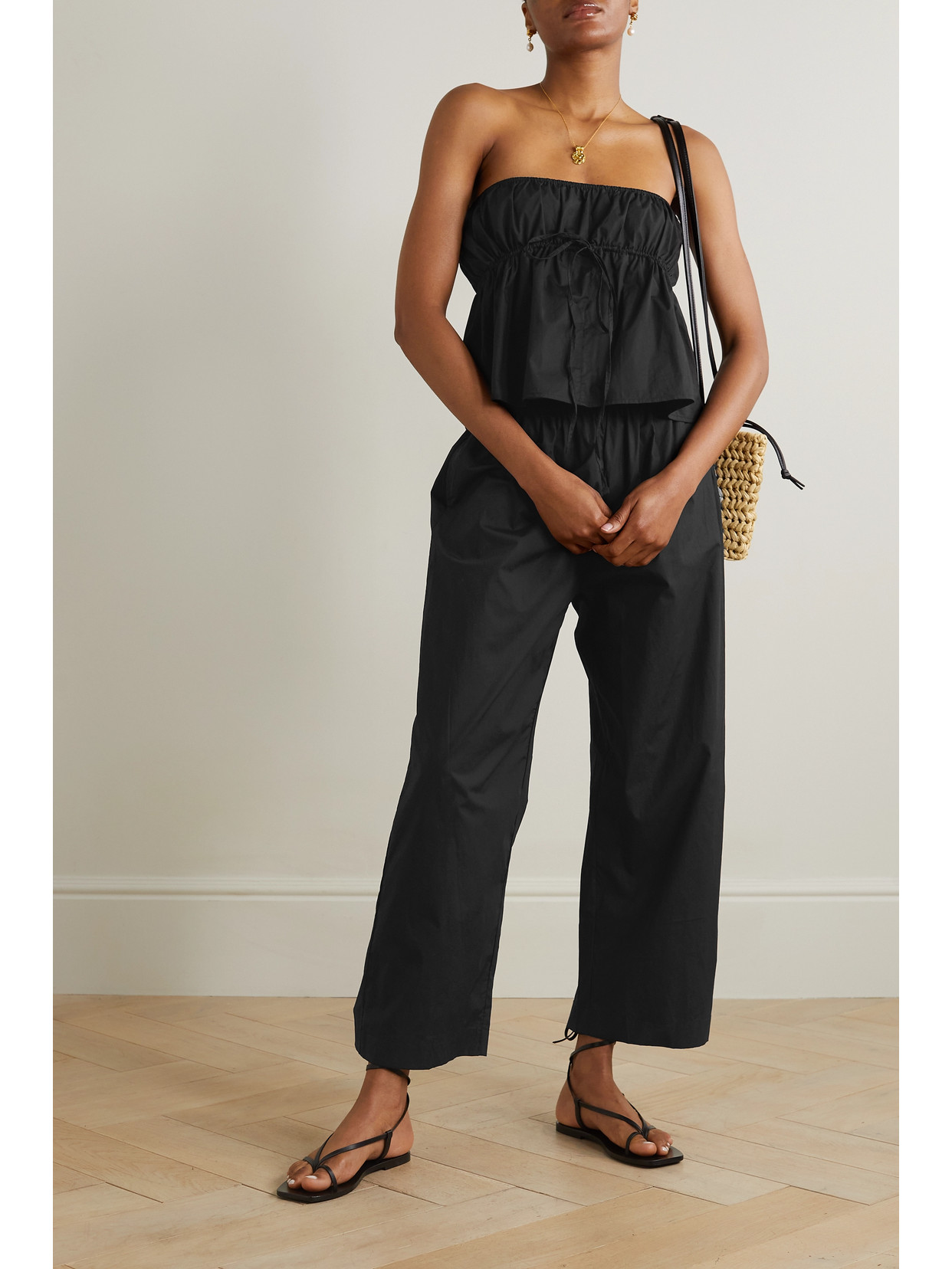 Deiji Studios Ease Organic Cotton-poplin Pants In Black