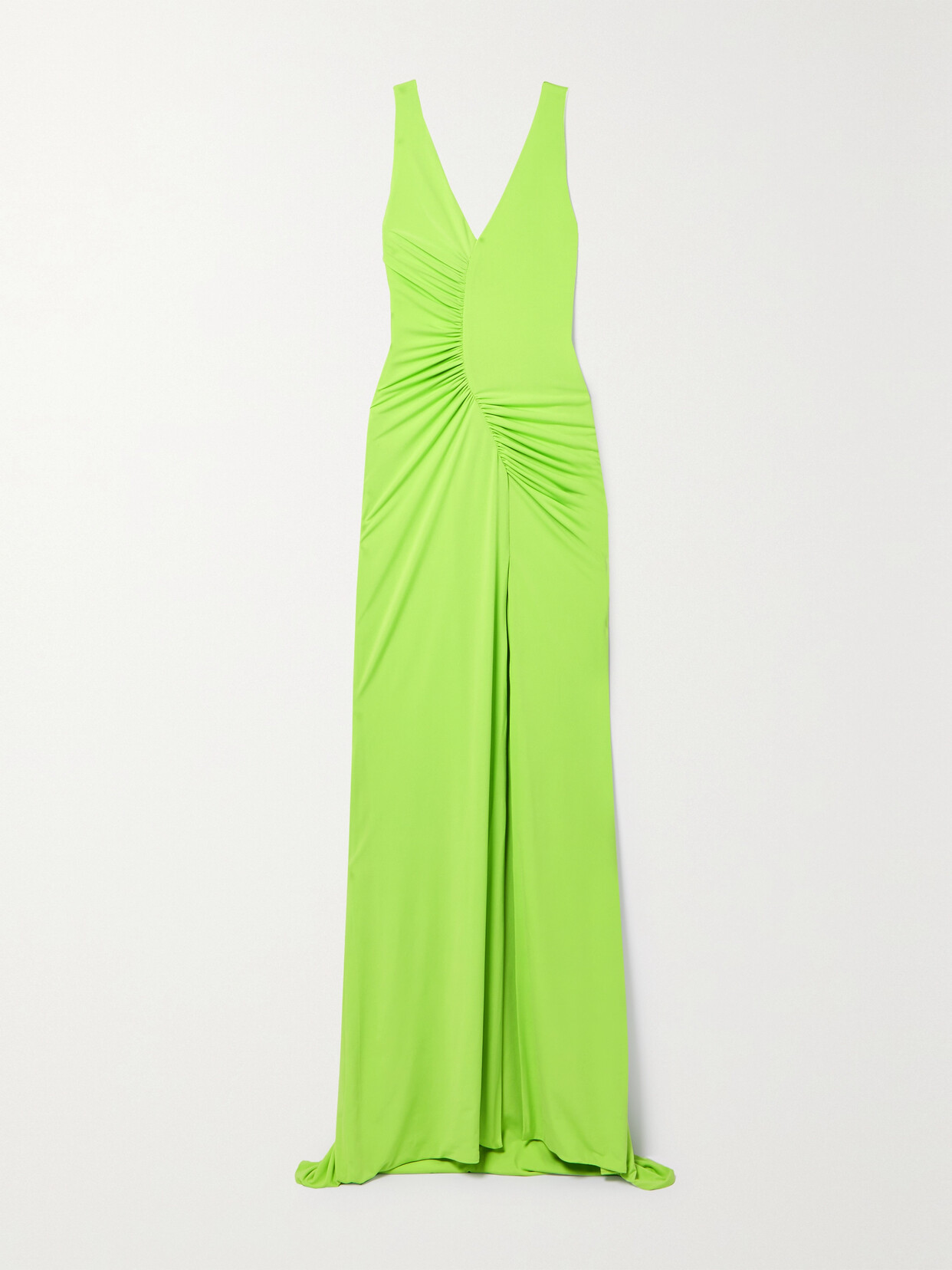 SERGIO HUDSON RUCHED NEON STRETCH-JERSEY GOWN