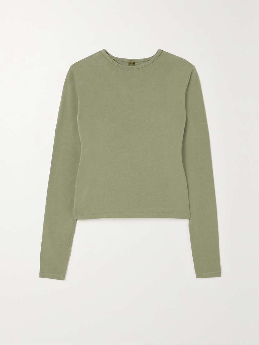 Skims New Vintage Stretch-cotton Jersey Top - Army