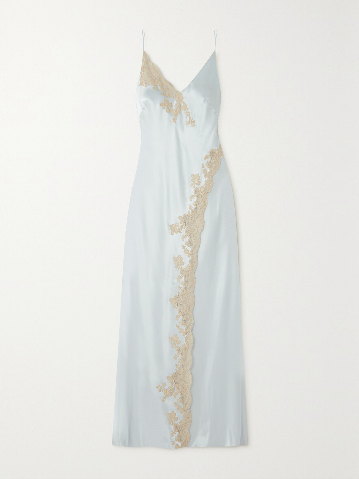 Carine Gilson - Lace-trimmed Silk-charmeuse Nightdress - Blue