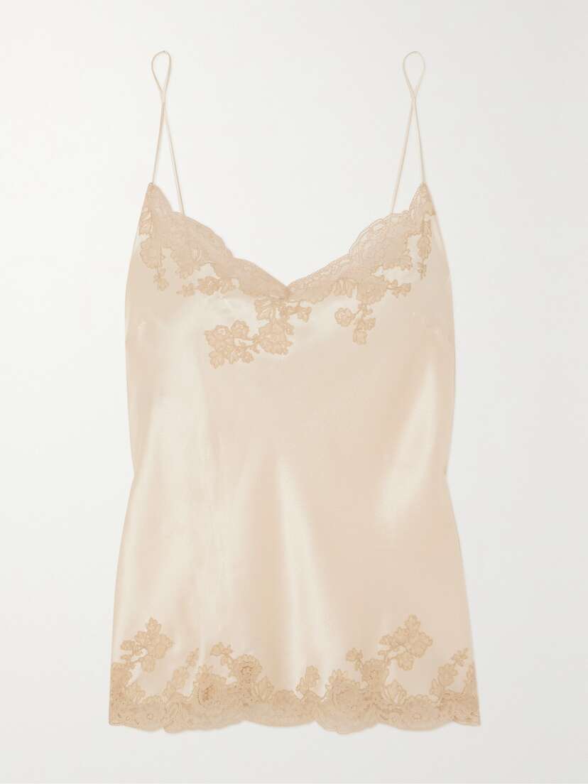Carine Gilson Lace-trimmed Silk-satin Camisole - x large