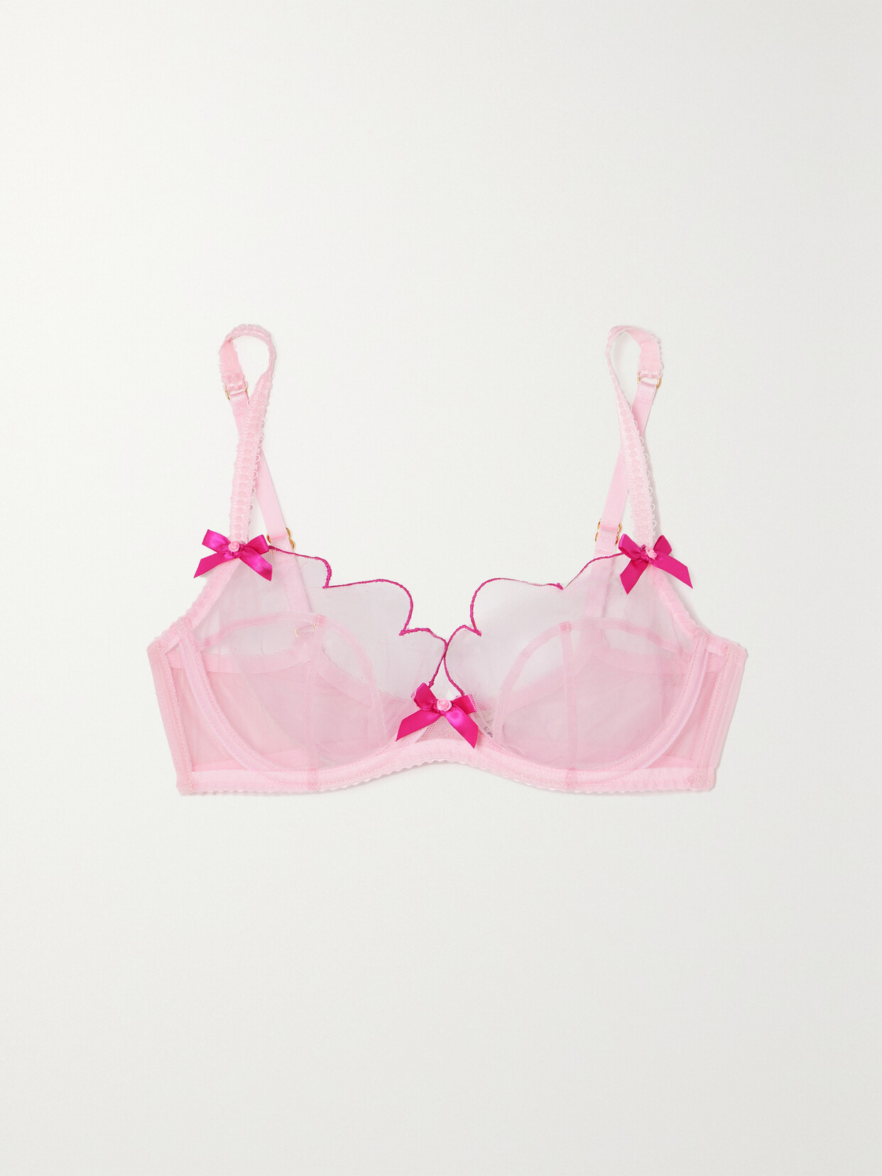 Agent Provocateur Lorna Bow-embellished Embroidered Tulle Underwired Soft-cup Bra - Pink