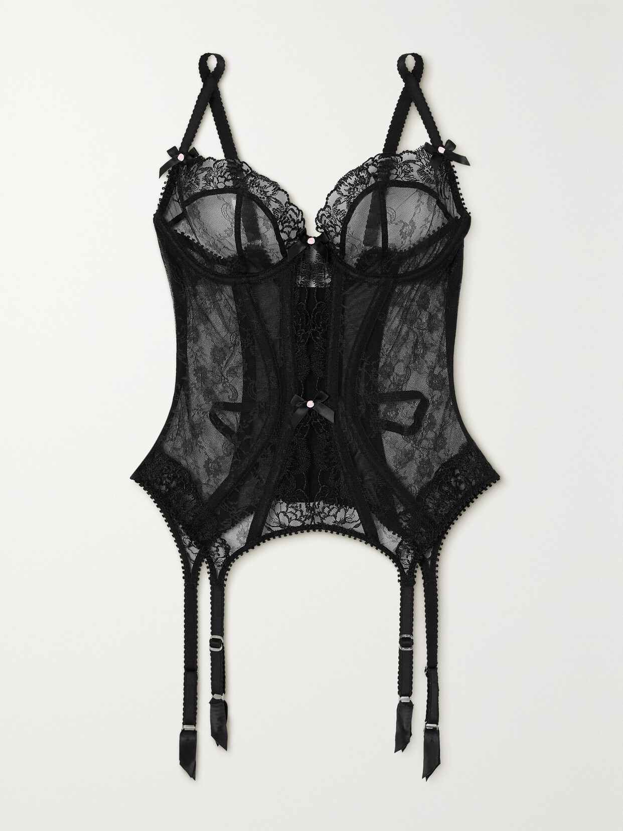 Agent Provocateur - Edwina Bow-detailed Lace Basque - Black