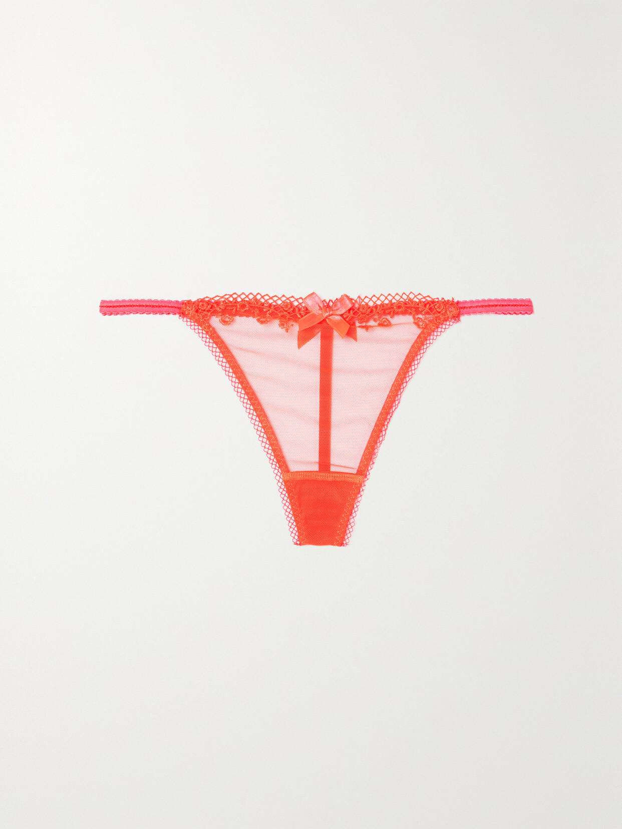 Agent Provocateur Florina Bow-embellished Embroidered Tulle Thong
