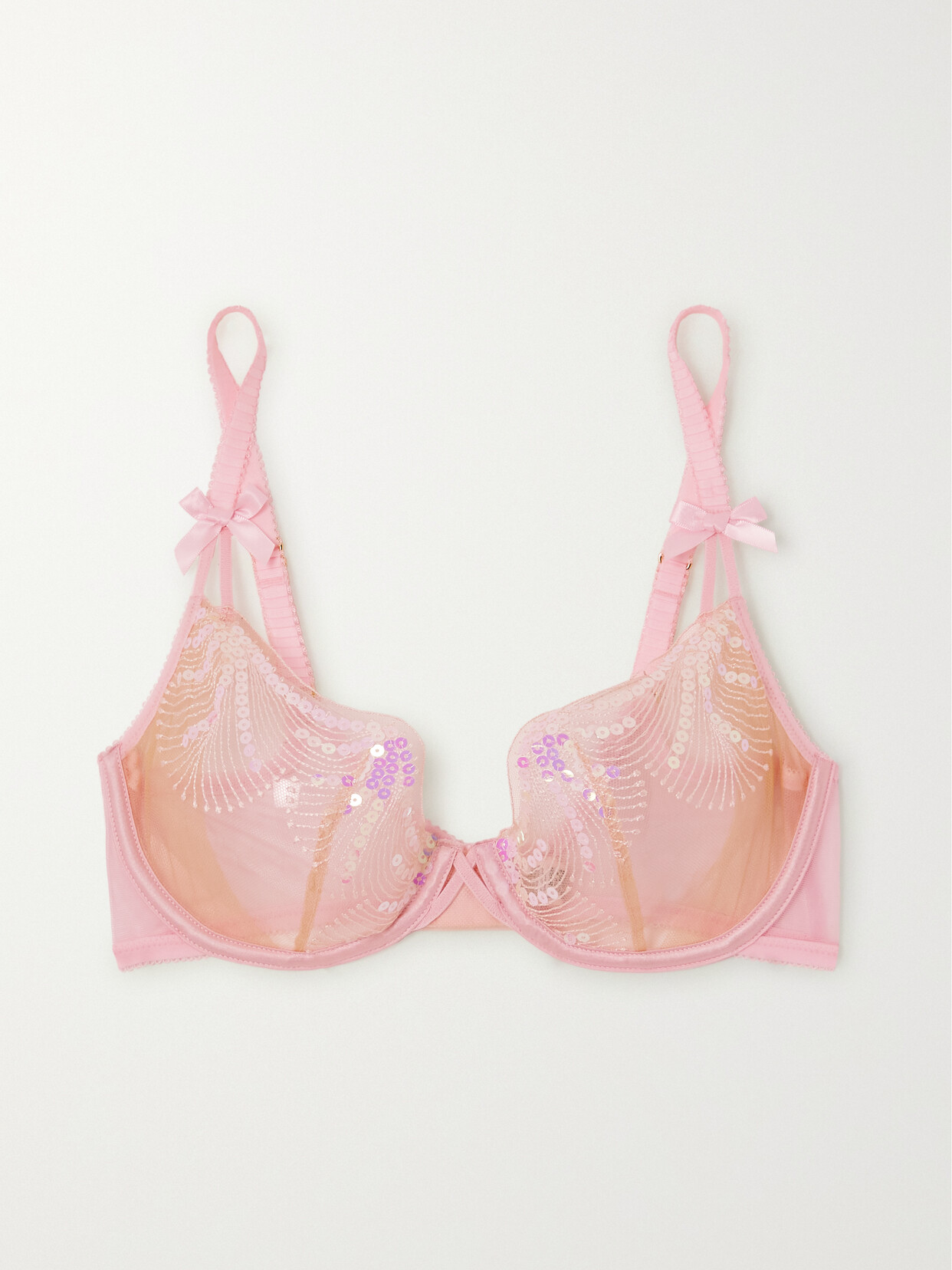 Agent Provocateur Quinny Sequin-embellished Embroidered Tulle Underwired Bra