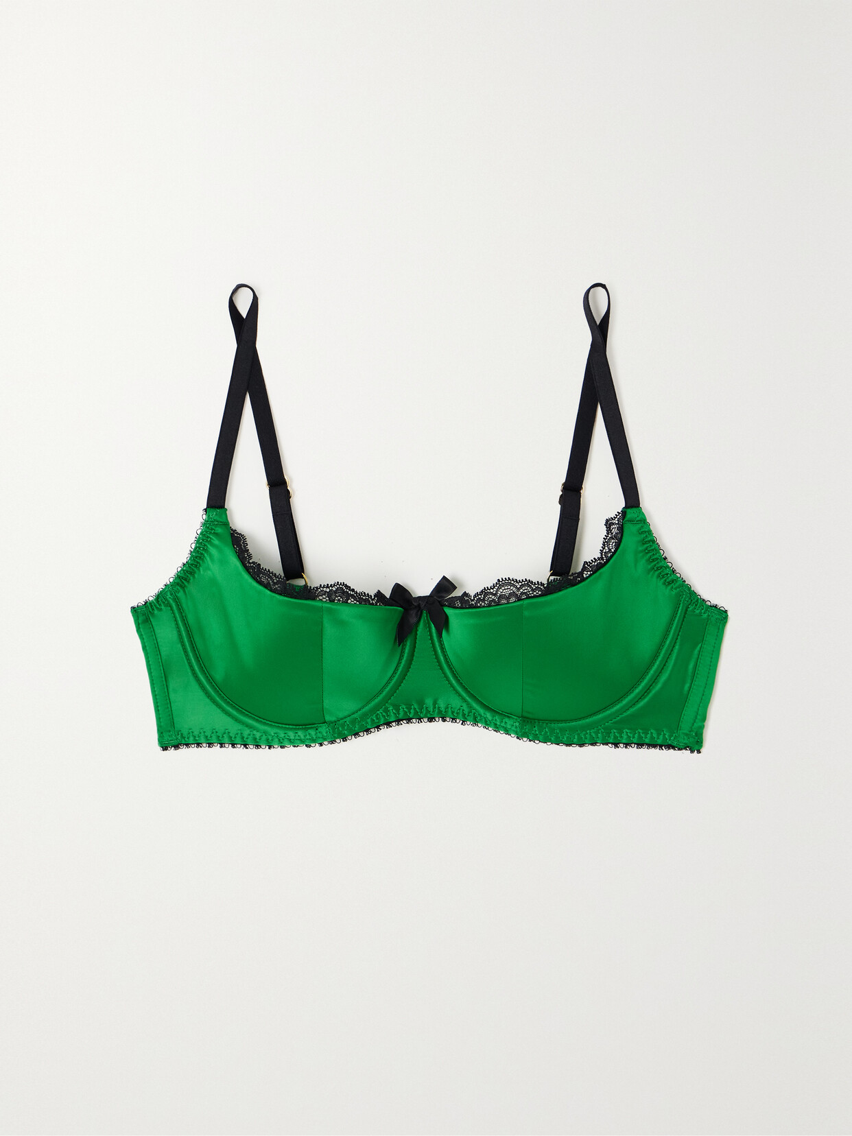 Agent Provocateur - Sloane Lace-trimmed Satin Underwired Balconette Bra - Green