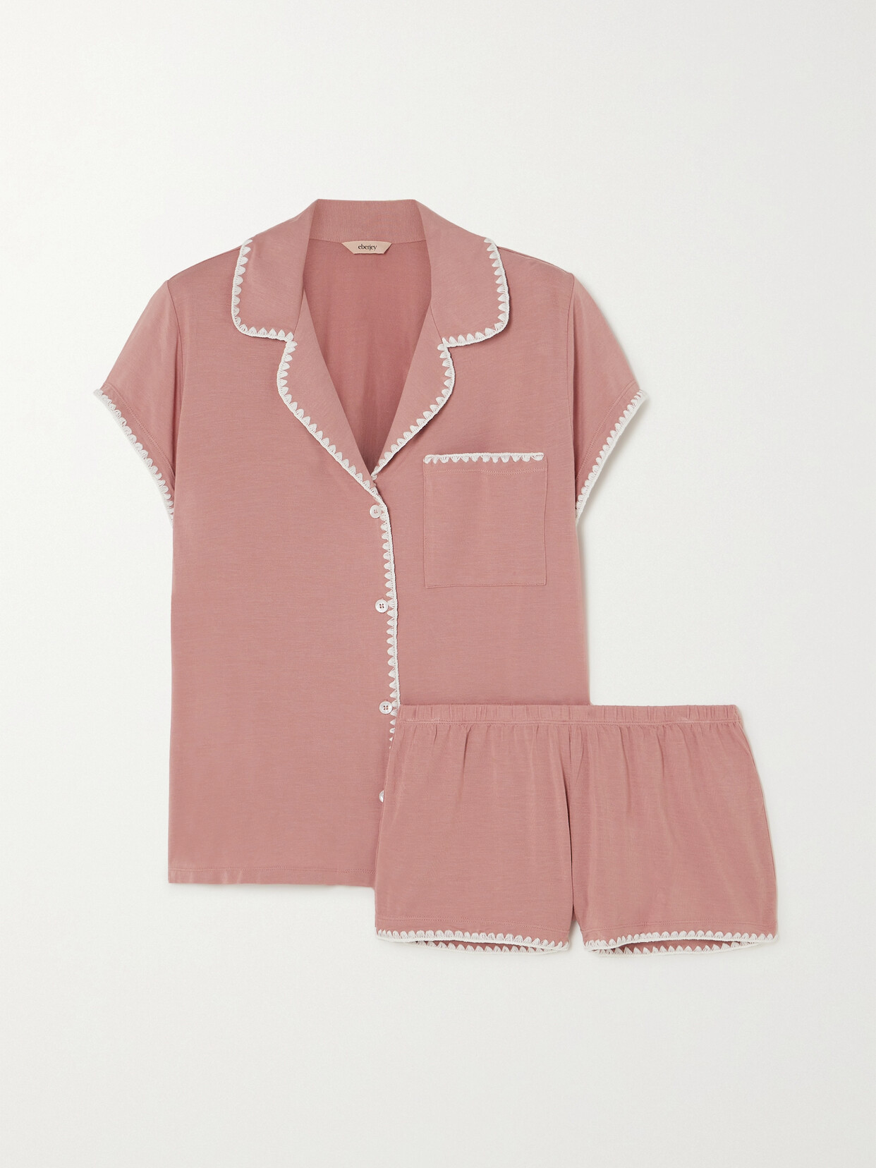 Eberjey - + Net Sustain Frida Whipstitched Stretch-tencel Modal Jersey Pajama Set - Pink