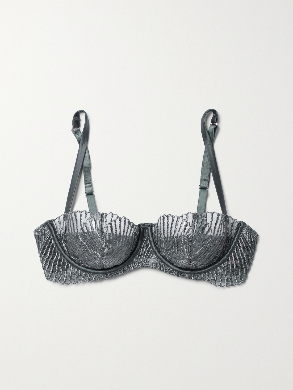Coco de Mer Athena Satin-trimmed Embroidered Tulle Underwired Bra - Silver