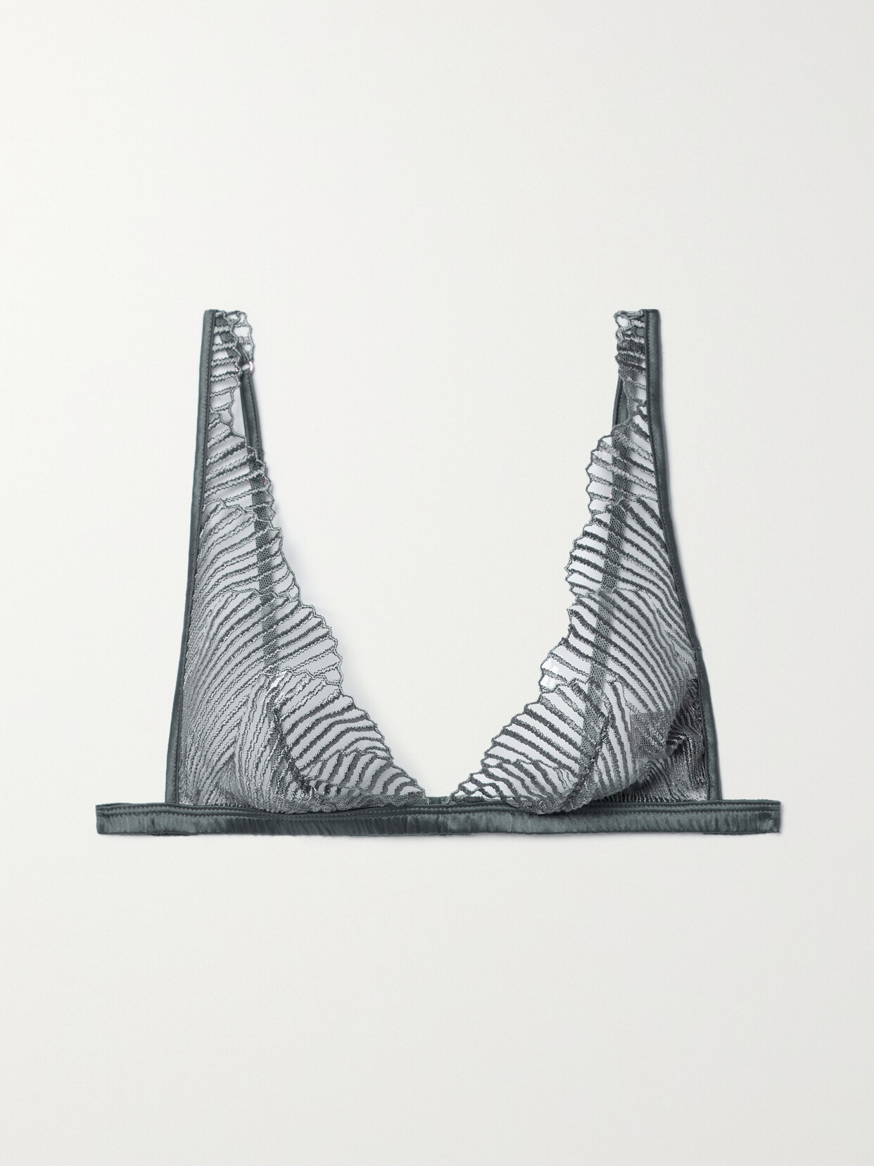 Coco de Mer Athena Satin-trimmed Embroidered Tulle Soft-cup Triangle Bra - Silver