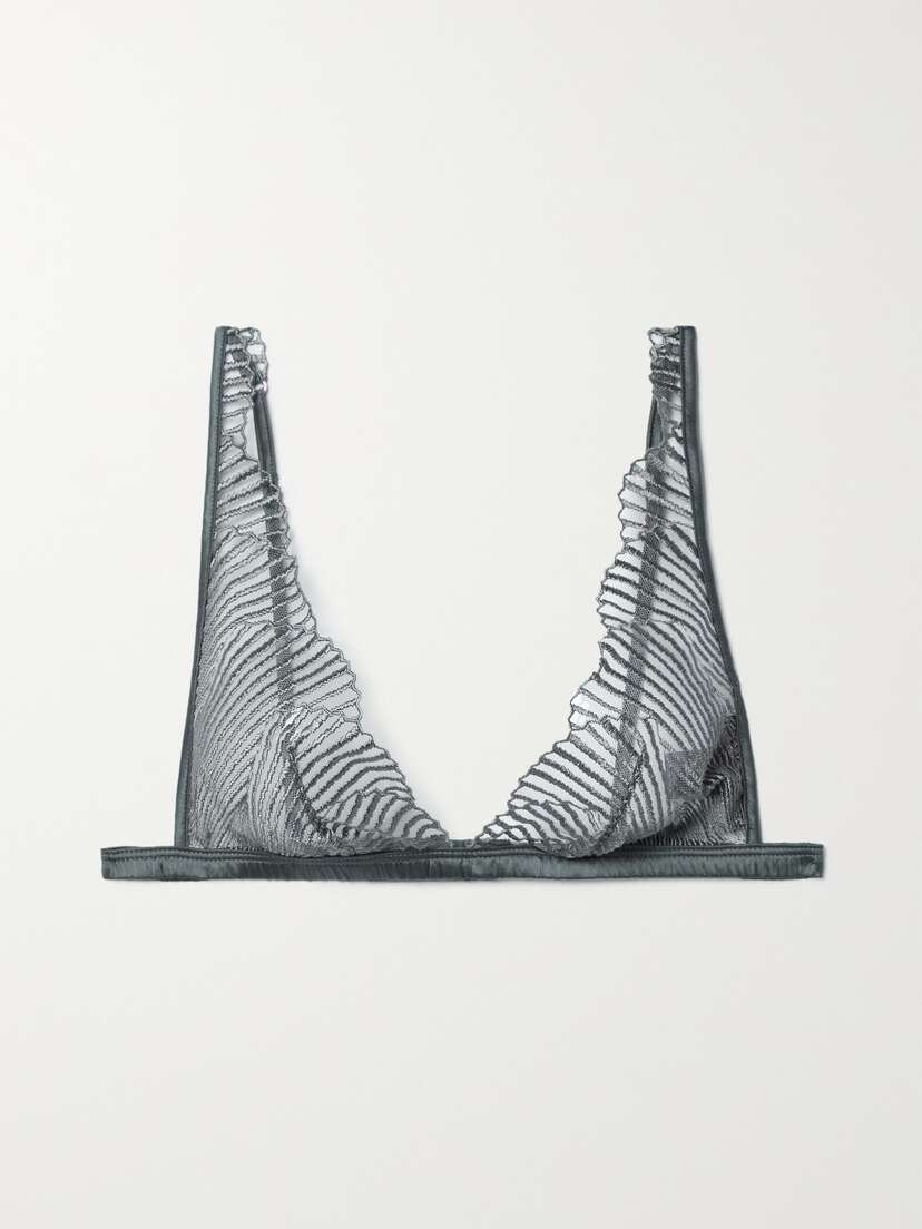 Coco de Mer Athena Satin-trimmed Embroidered Tulle Soft-cup Triangle Bra - x large